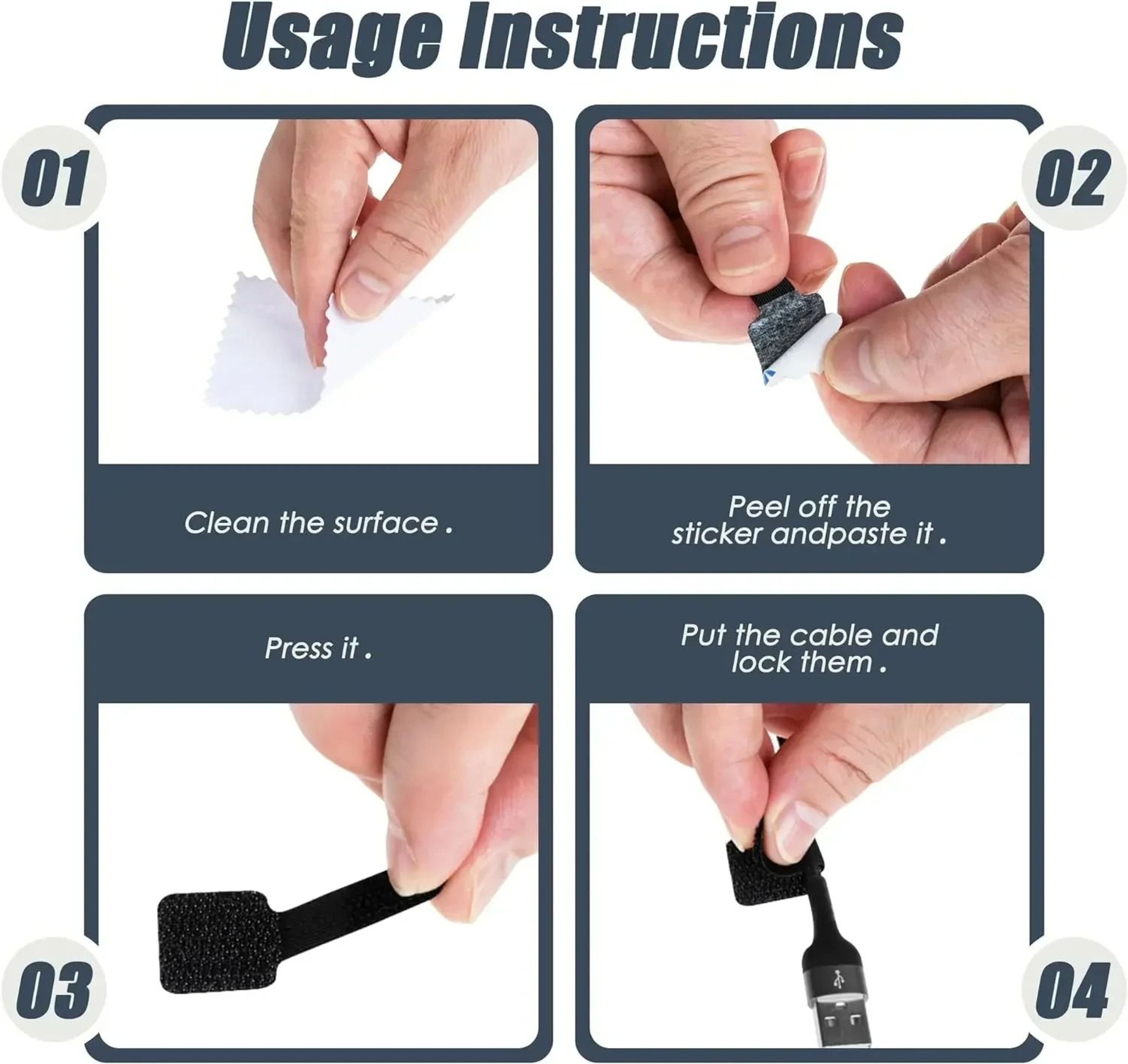 Universal Adjustable SelfAdhesive HookandLoop Cable Organizers 3