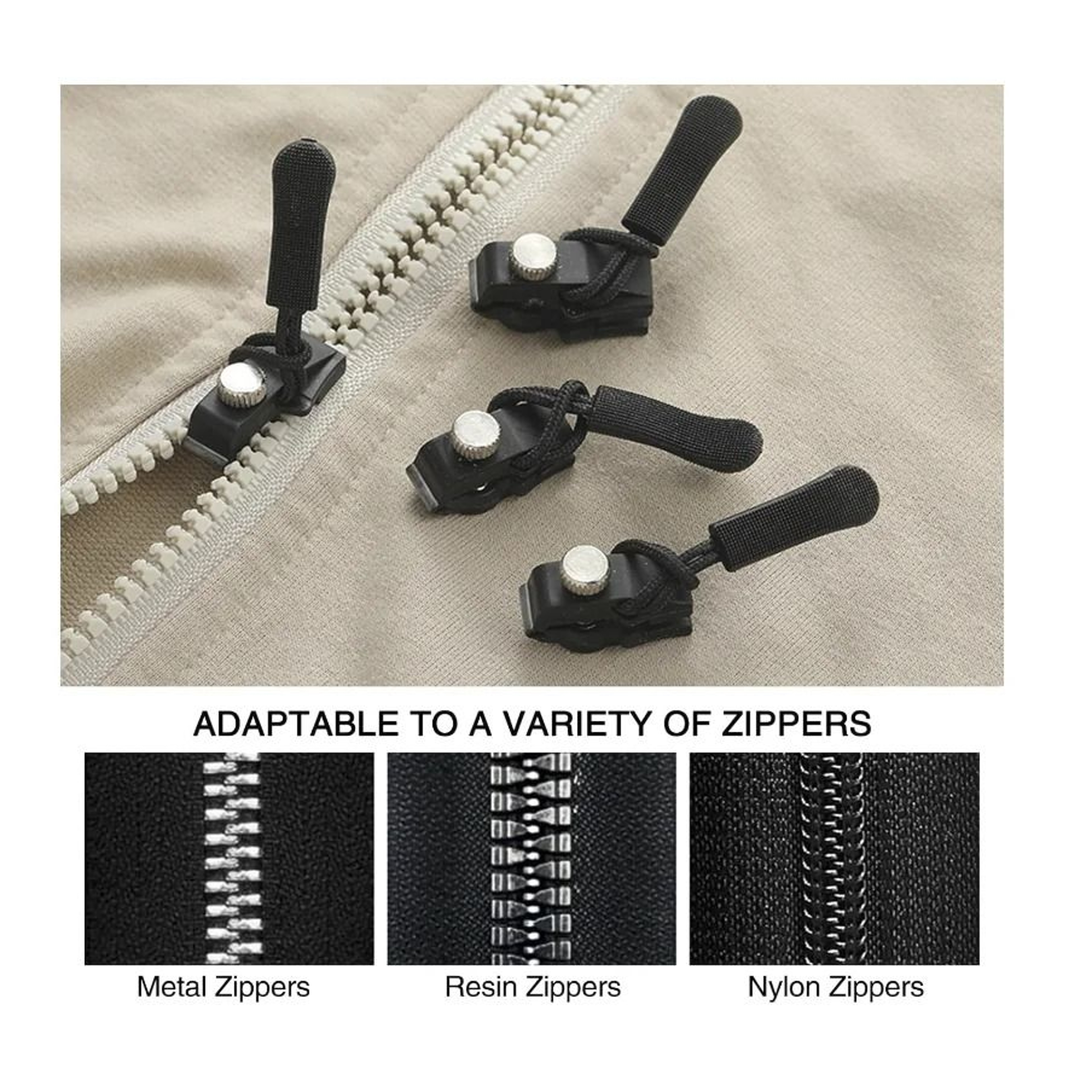 Universal Detachable Instant Zipper Slider Replacement Pull Tab Kit 2