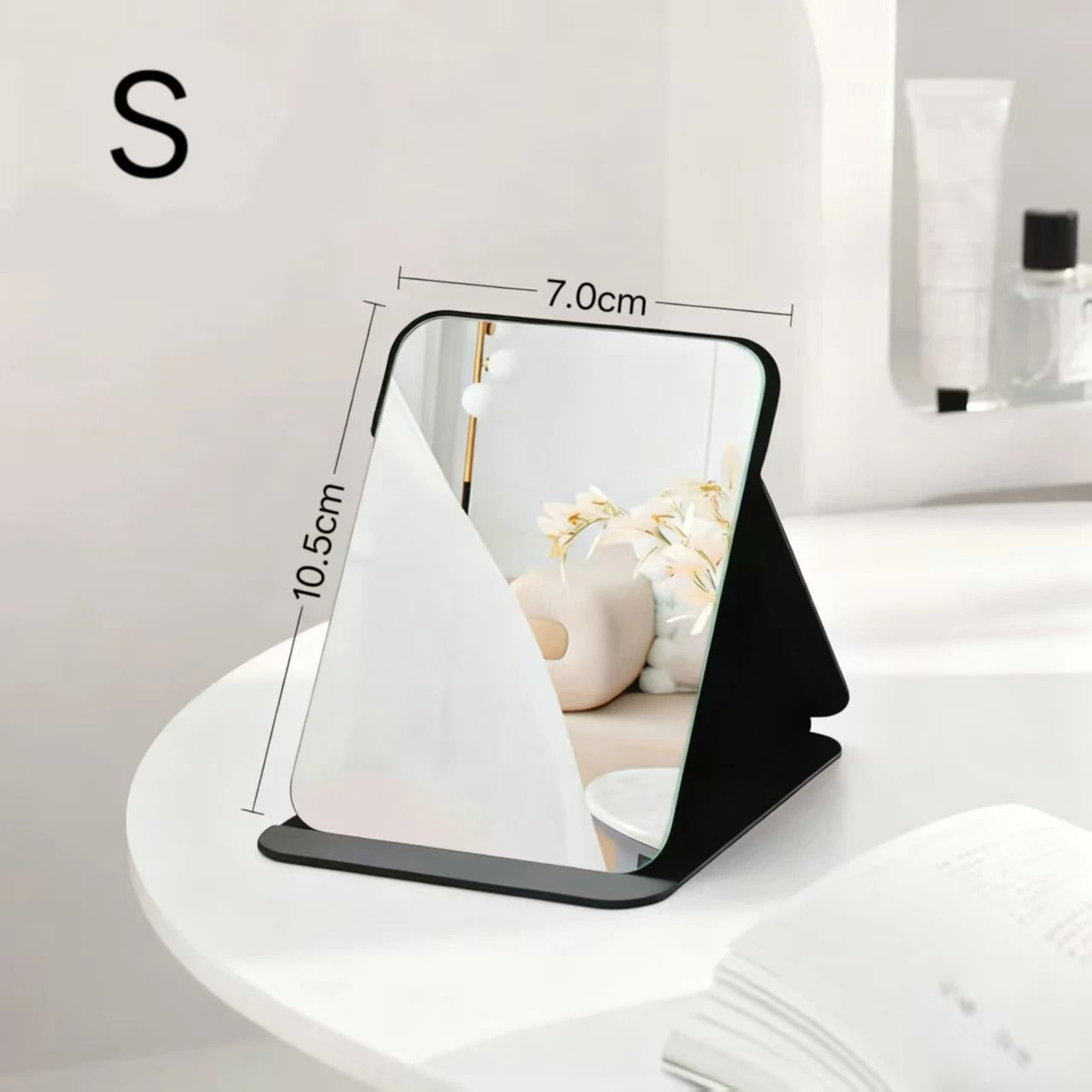 Portable Compact Folding Desktop Makeup Mirror With Storage Base 10