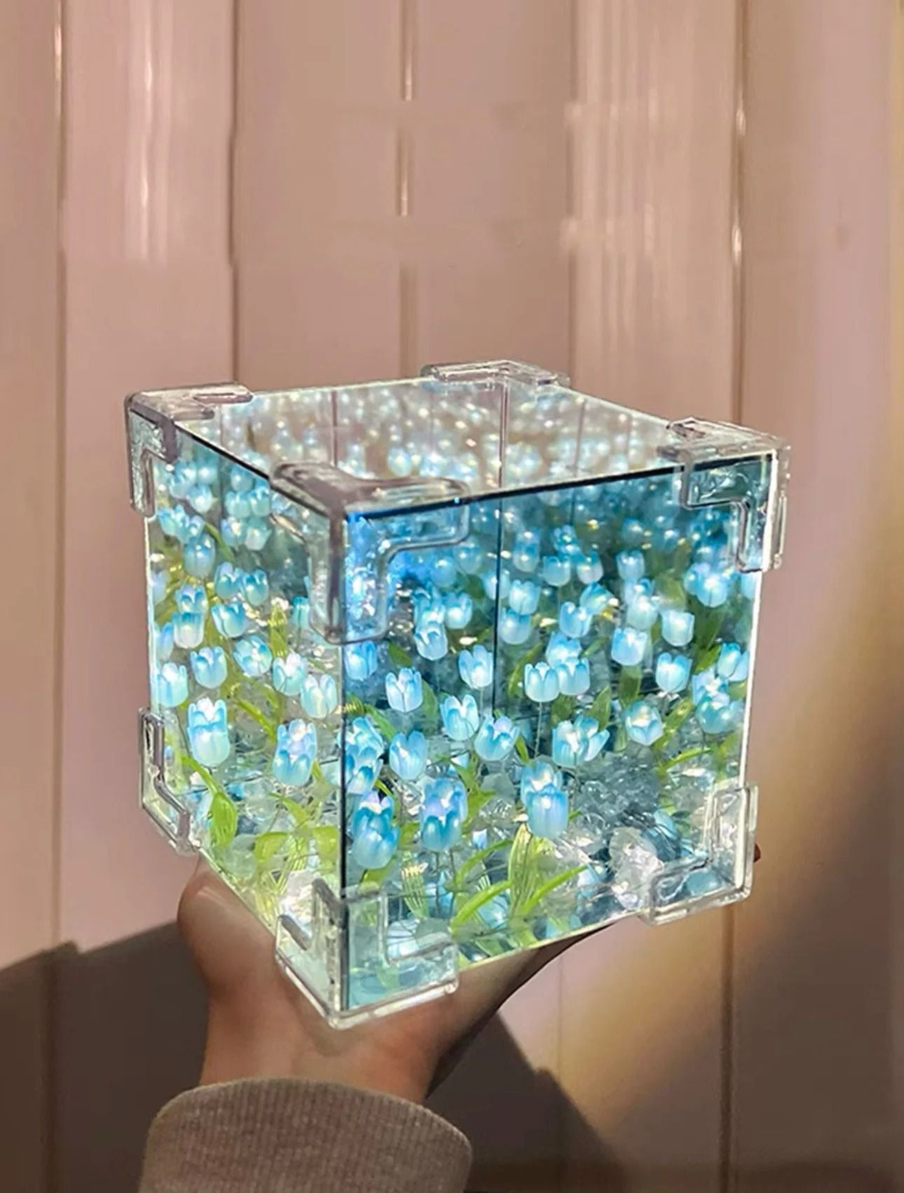DIY Handmade Tulip Mirror Cube Night Light Lamp 3