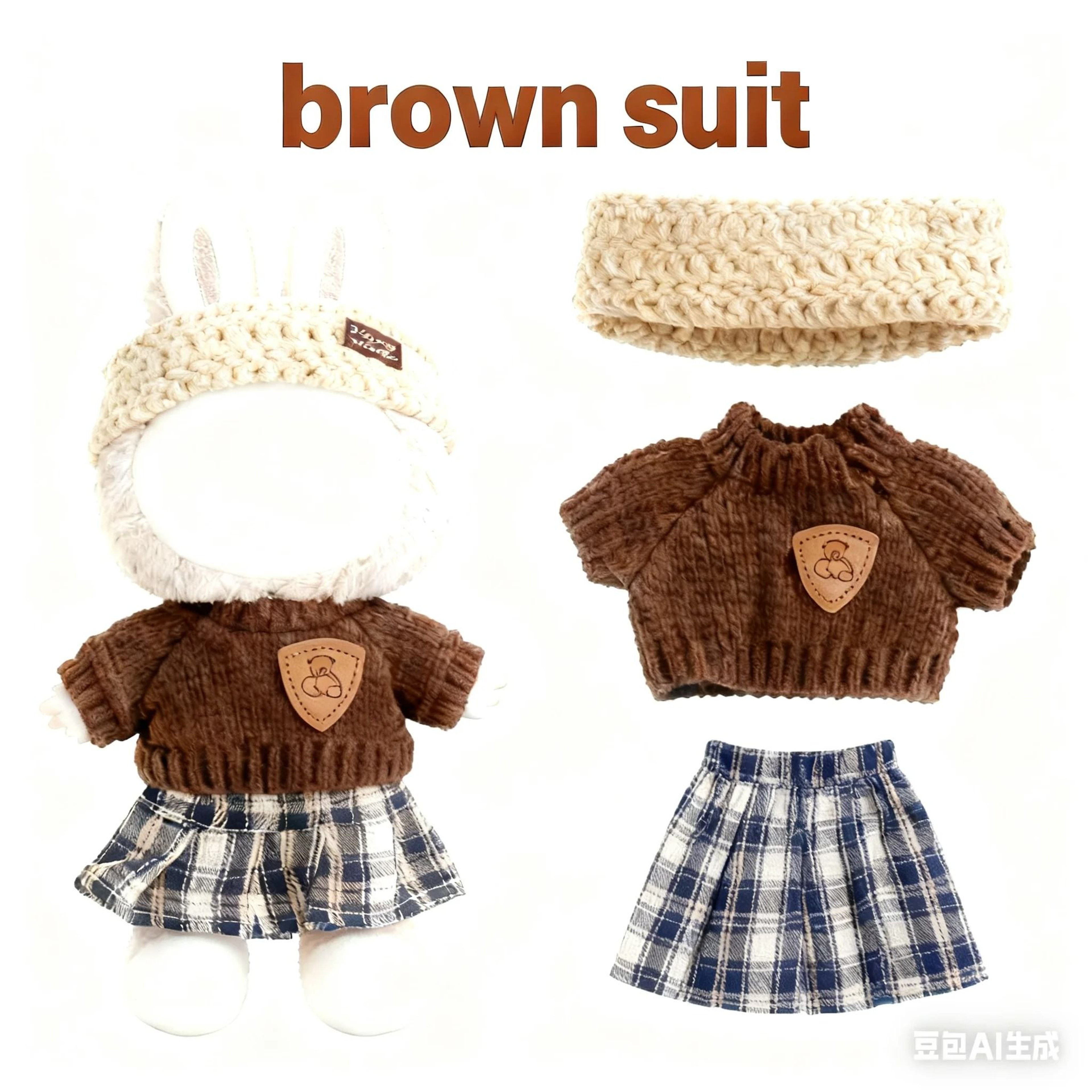 Cute Plush Animal Onesie DressUp Clothes For 15cm17cm Labubu Dolls 6