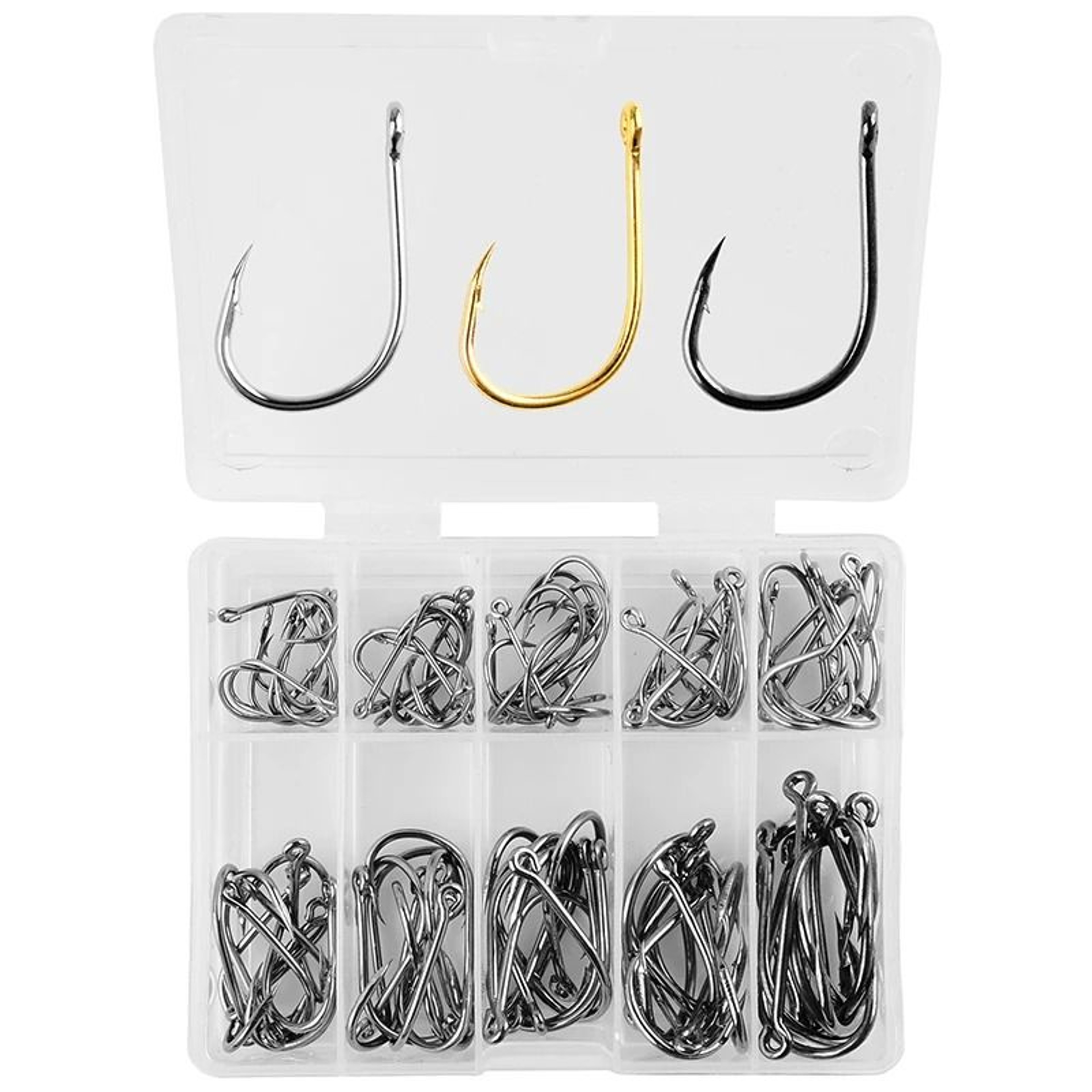 100Piece HighCarbon Steel Barbed Fishing Hooks Assortment Set 2