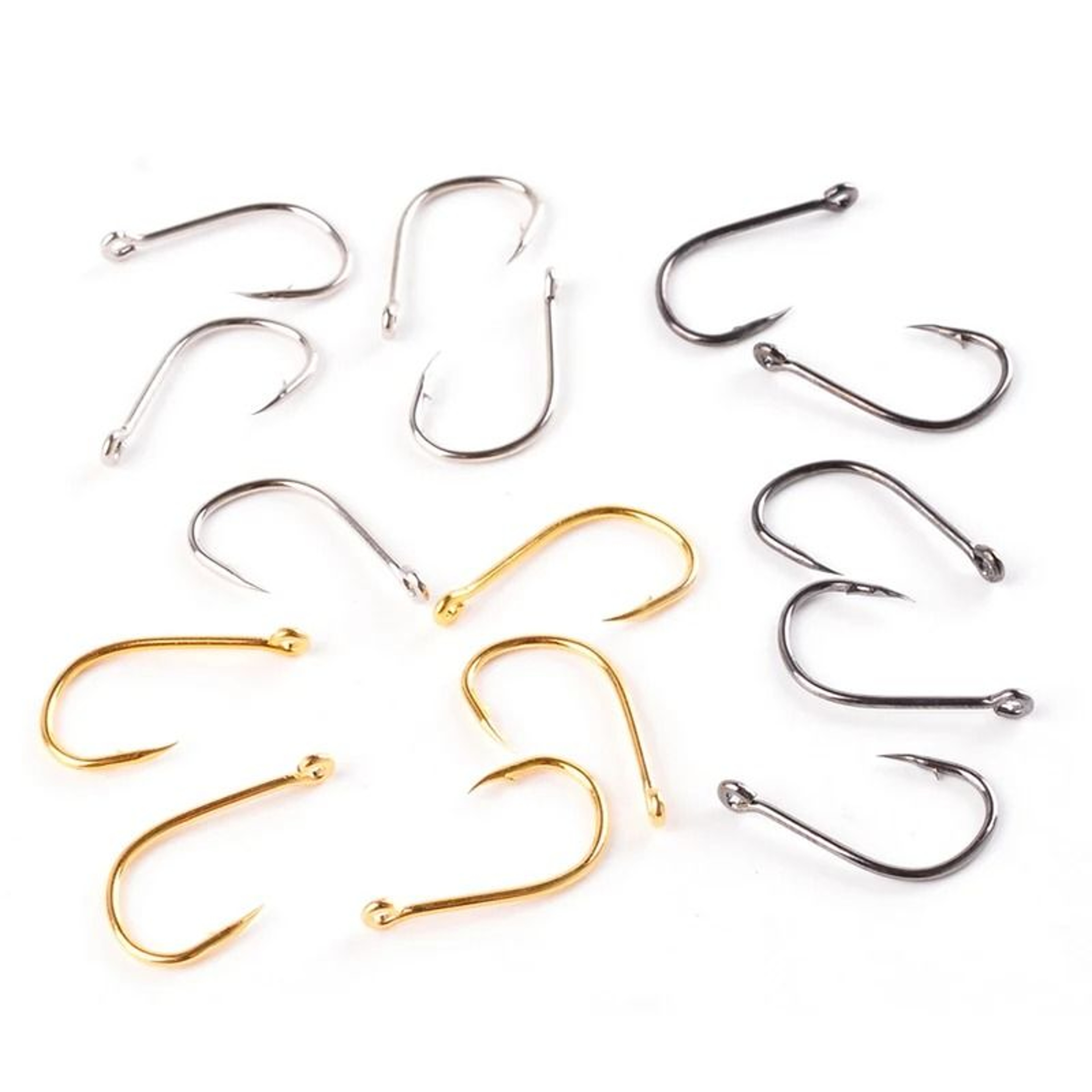 100Piece HighCarbon Steel Barbed Fishing Hooks Assortment Set 5