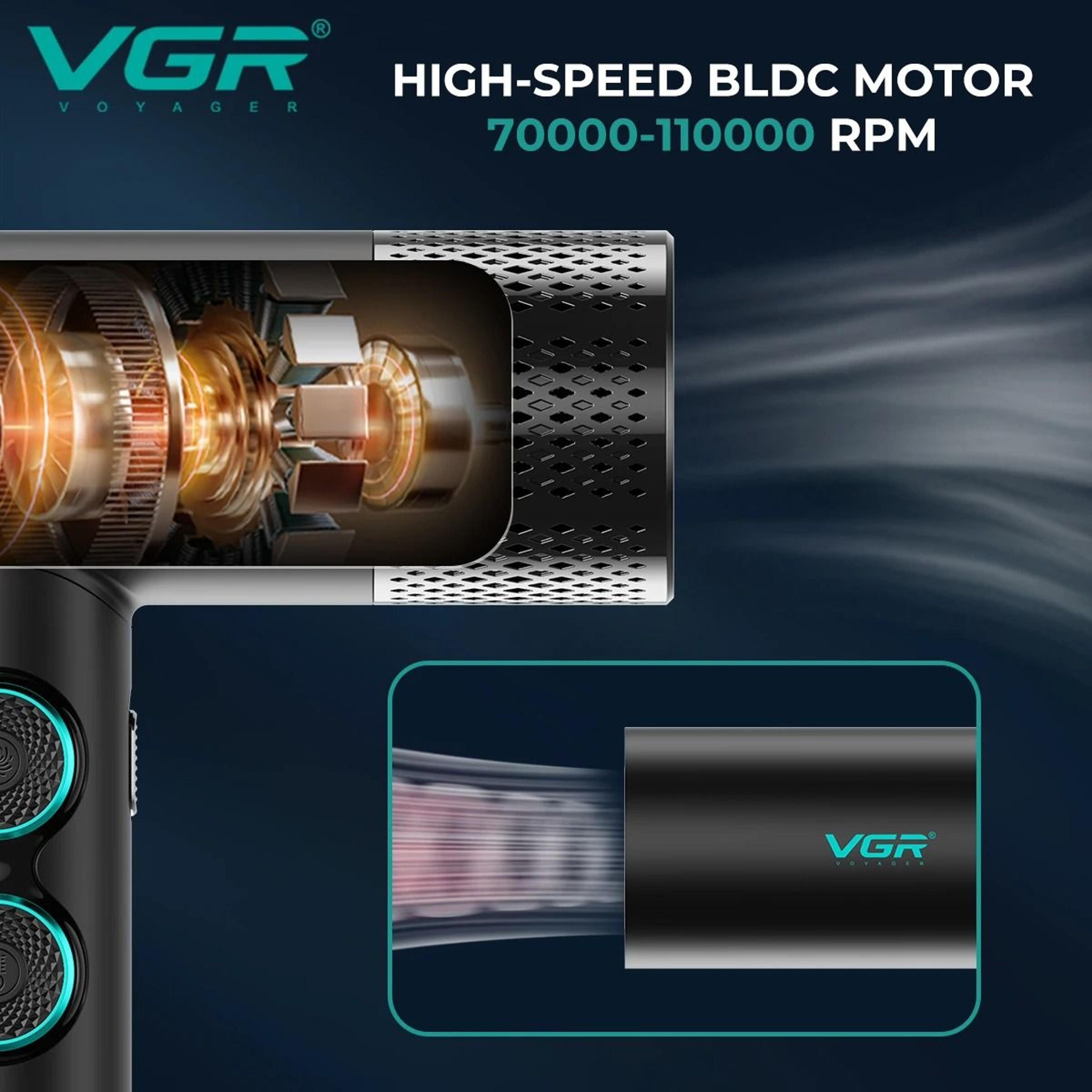 Professional 110000 RPM Brushless BLDC Motor Barber Hair Dryer Model V401 1