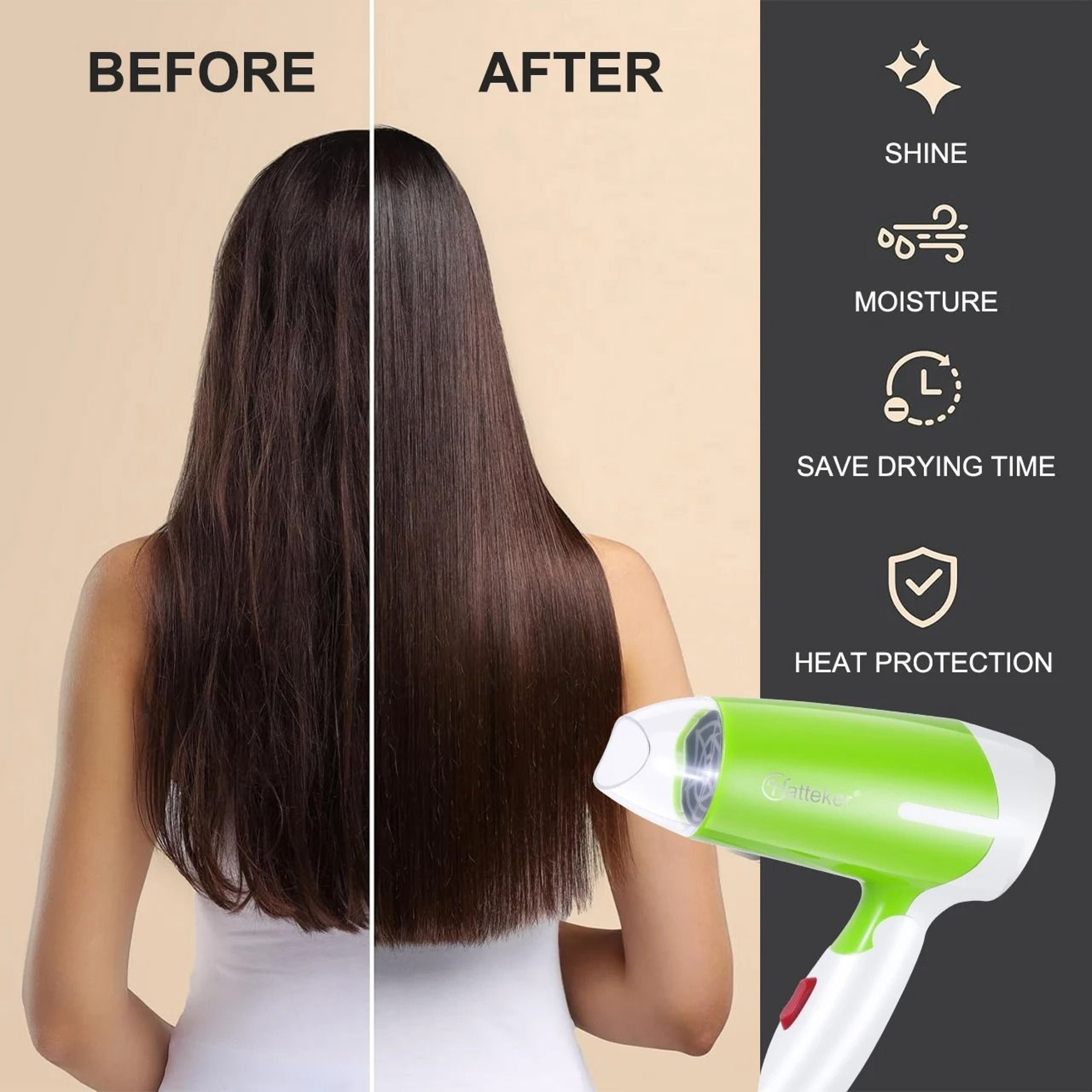 Hatteker 2600W HighPower Foldable Negative Ion Hair Dryer 4
