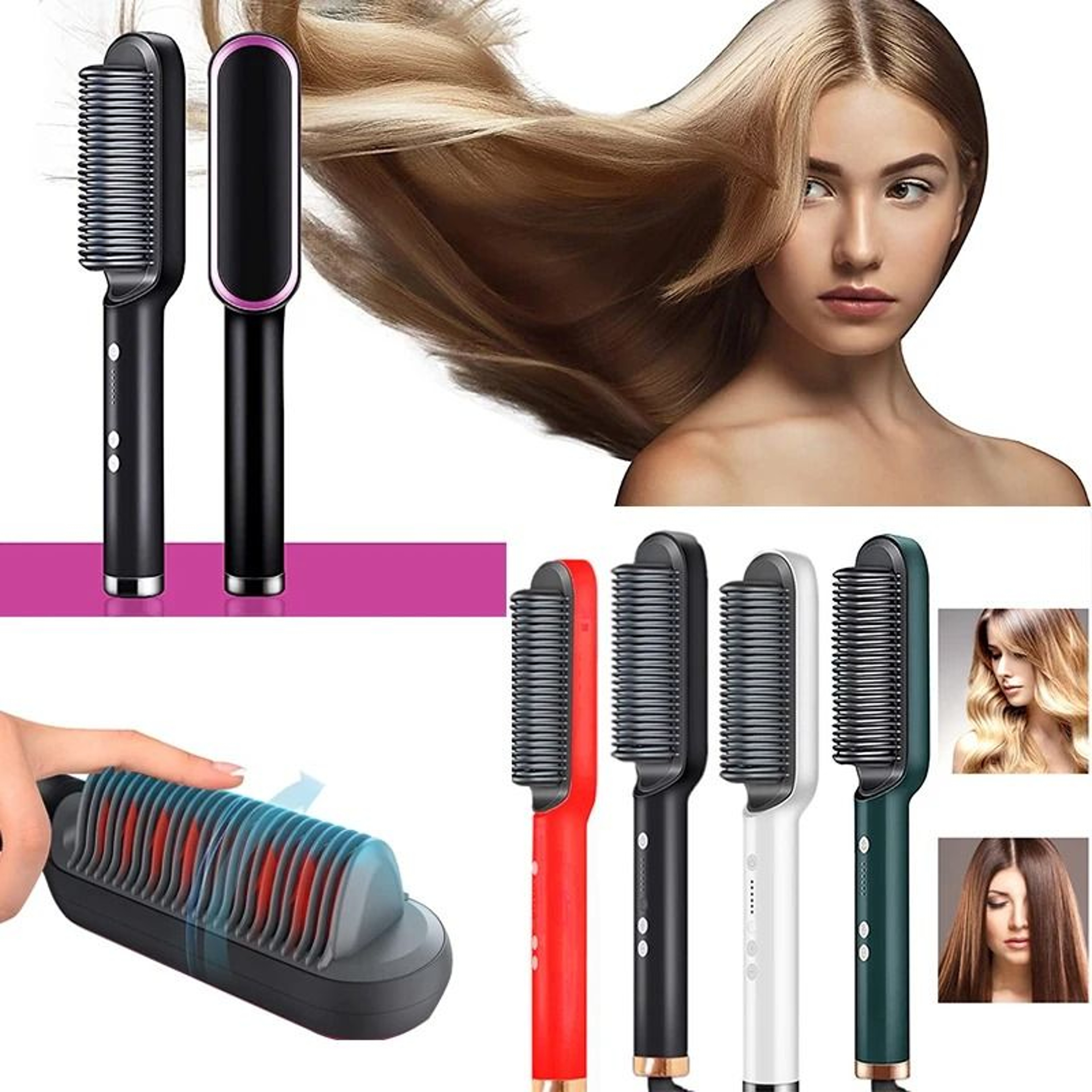 Portable MultiPTC Electric Hair Straightening Brush 1