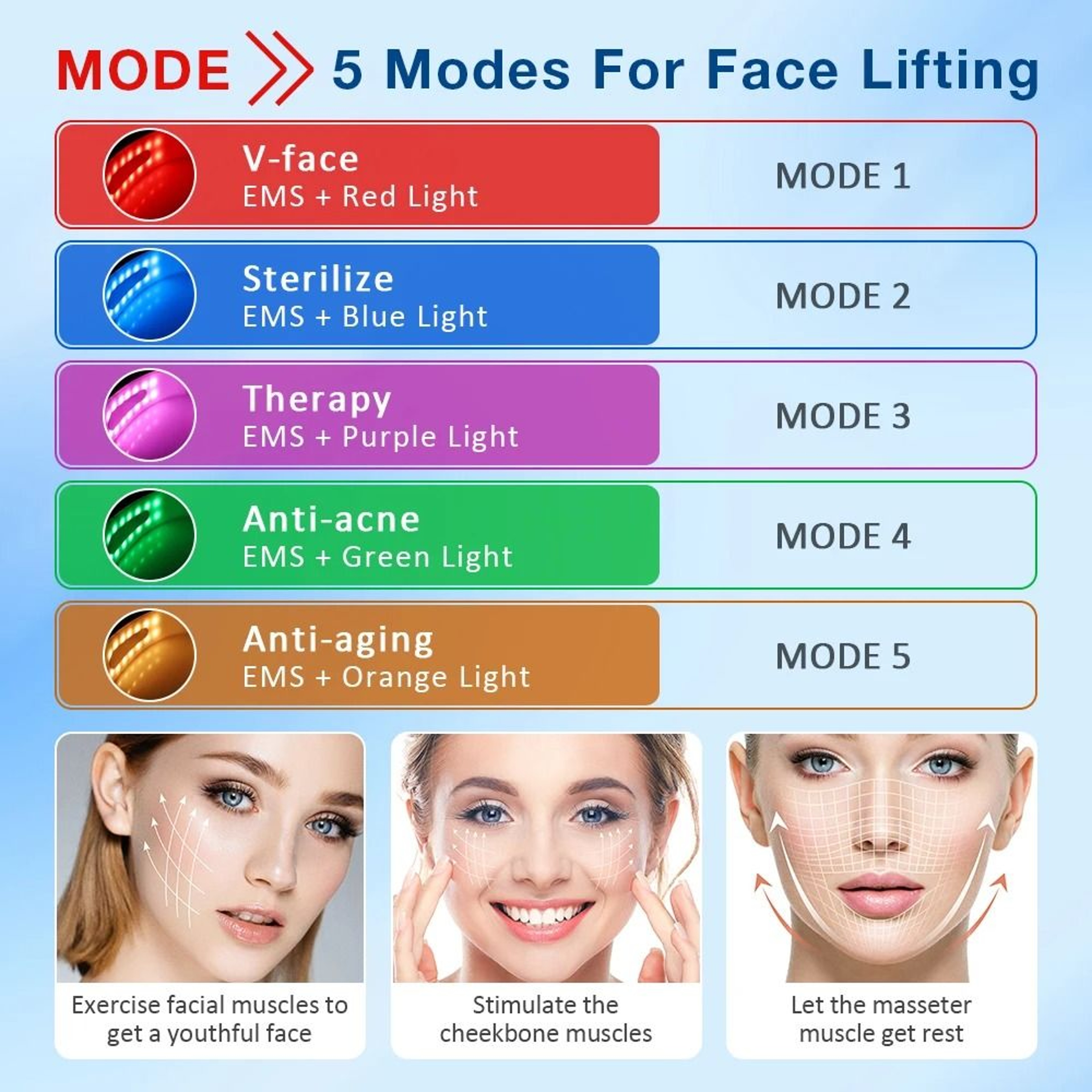 Facial VLifting Massager  LED Photon Therapy Belt 3