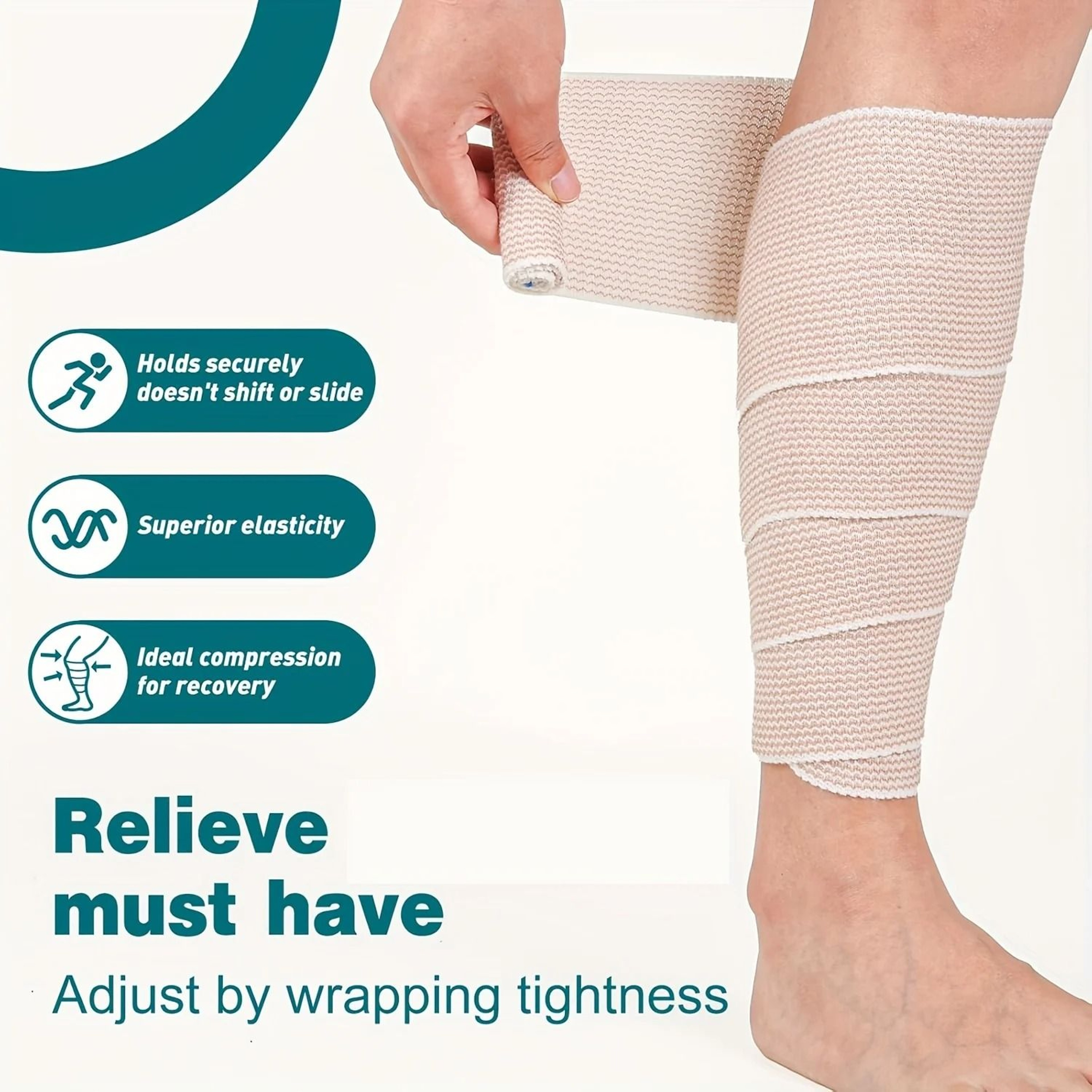 Reusable Elastic Compression Bandage Wraps With Hook And Loop Closure 4