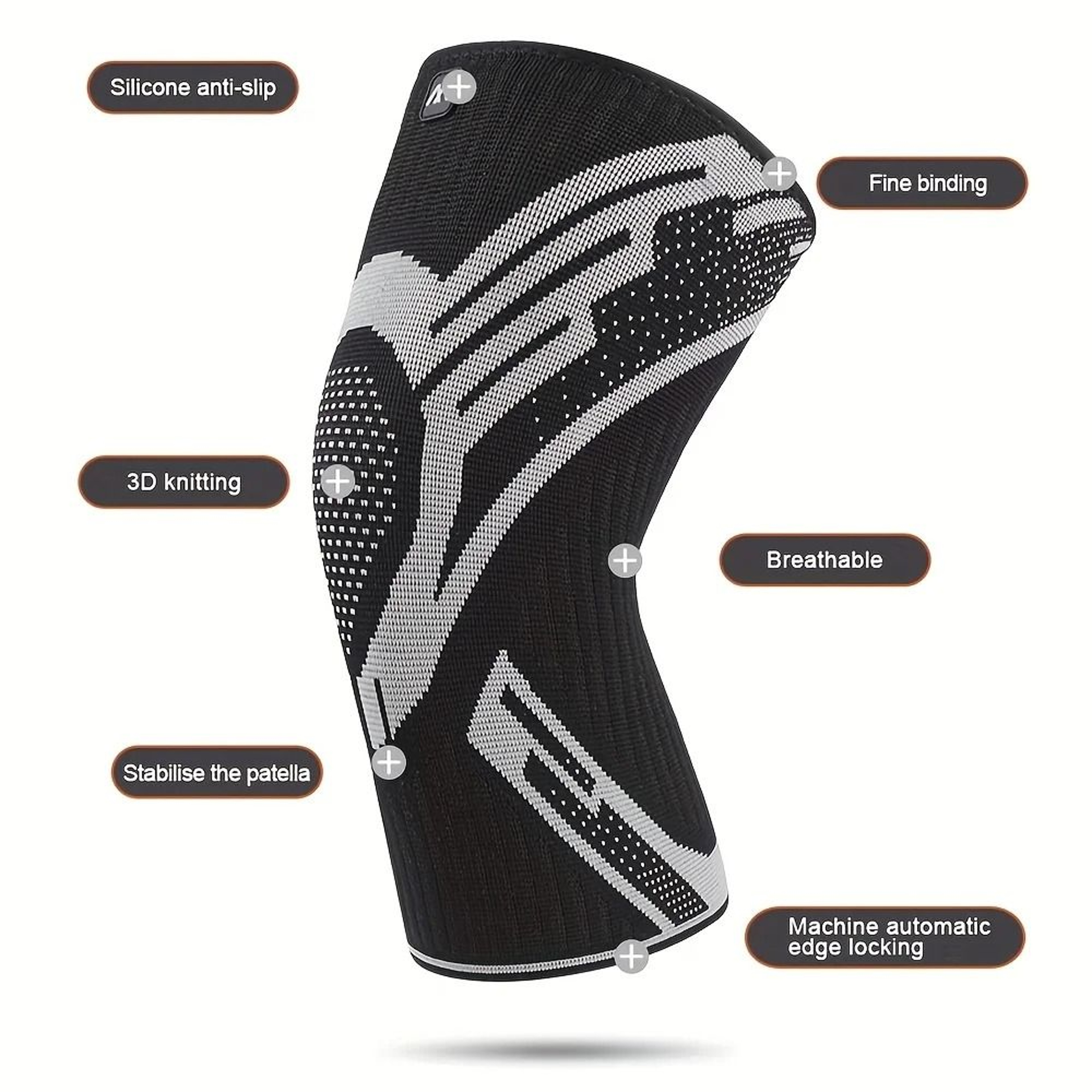 Compression Knee Support Sleeve With Lateral Spring Stabilizers 2