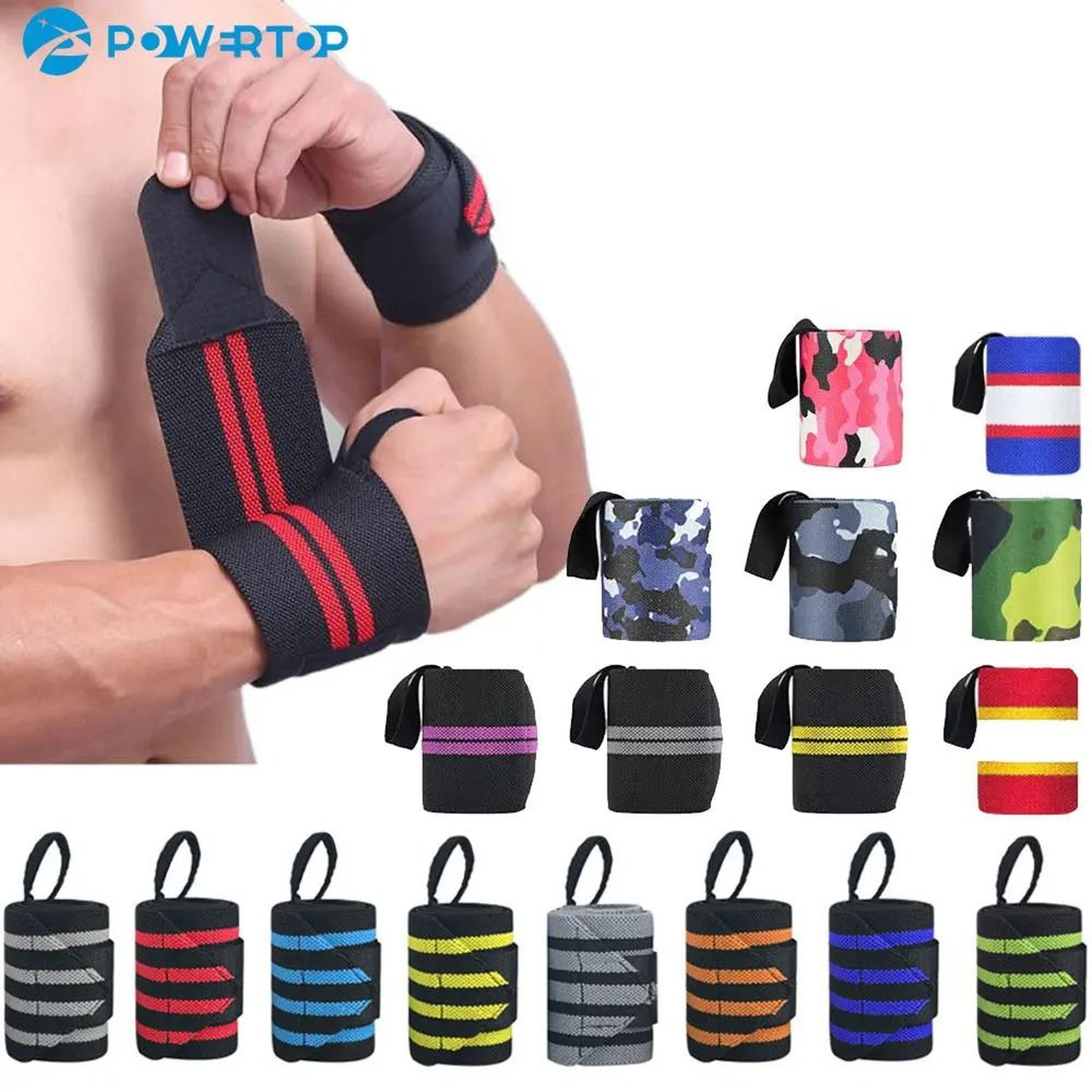 Weightlifting Powerlifting Elastic Wrist Wraps 1 Pair Pack 0