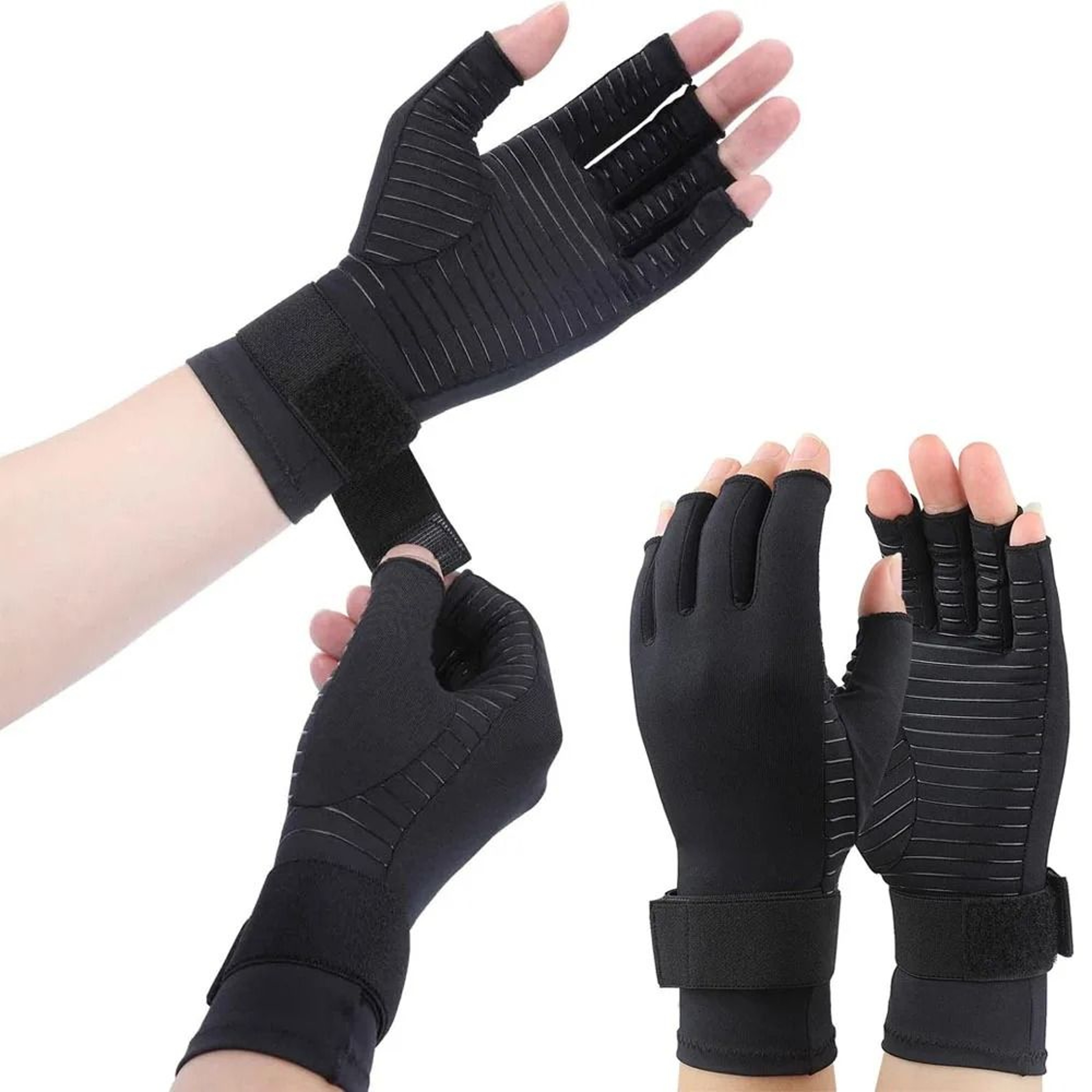 Compression Arthritis Gloves With Wrist Strap 1 Pair Pack 6