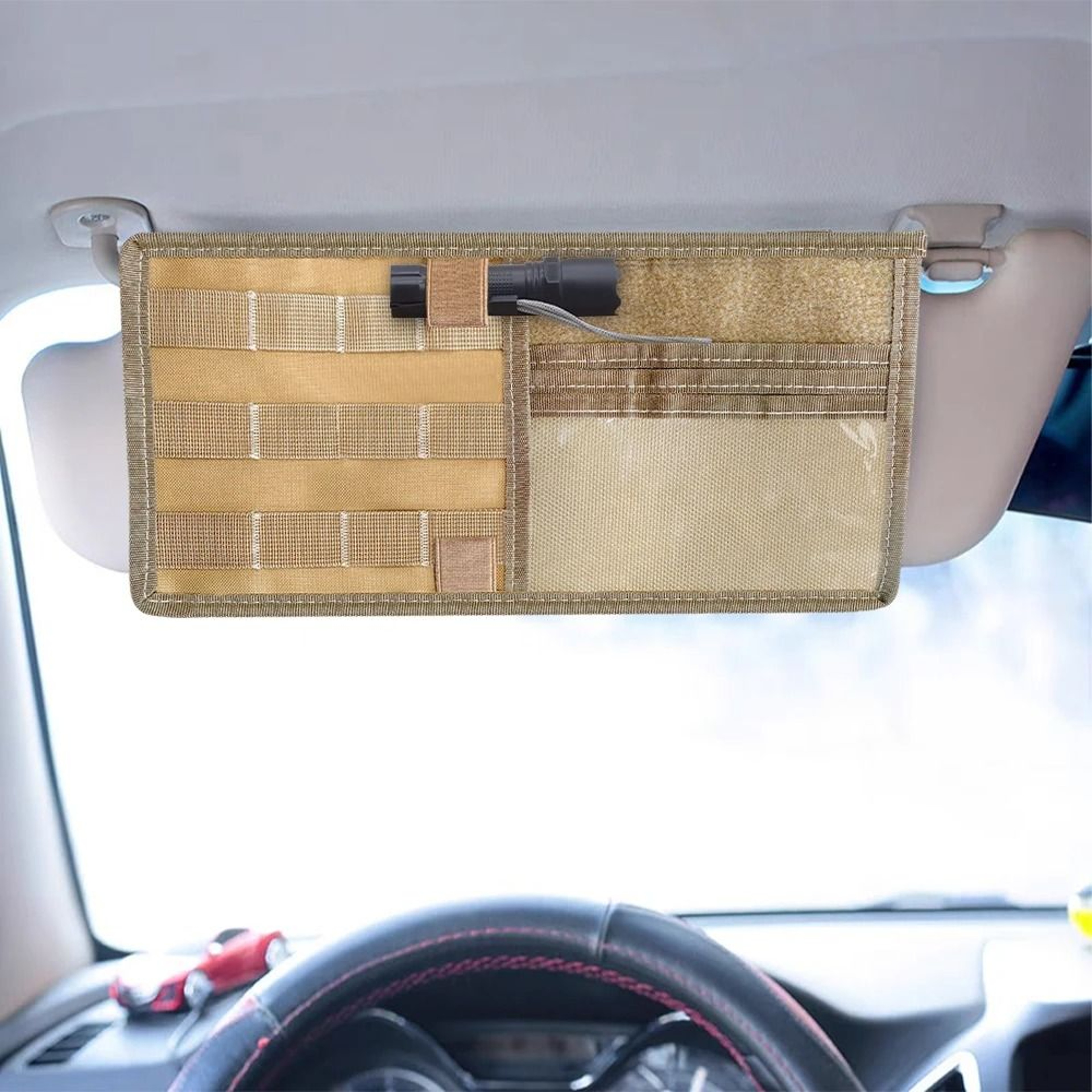 Tactical Universal Auto Sun Visor MOLLE Organizer 0