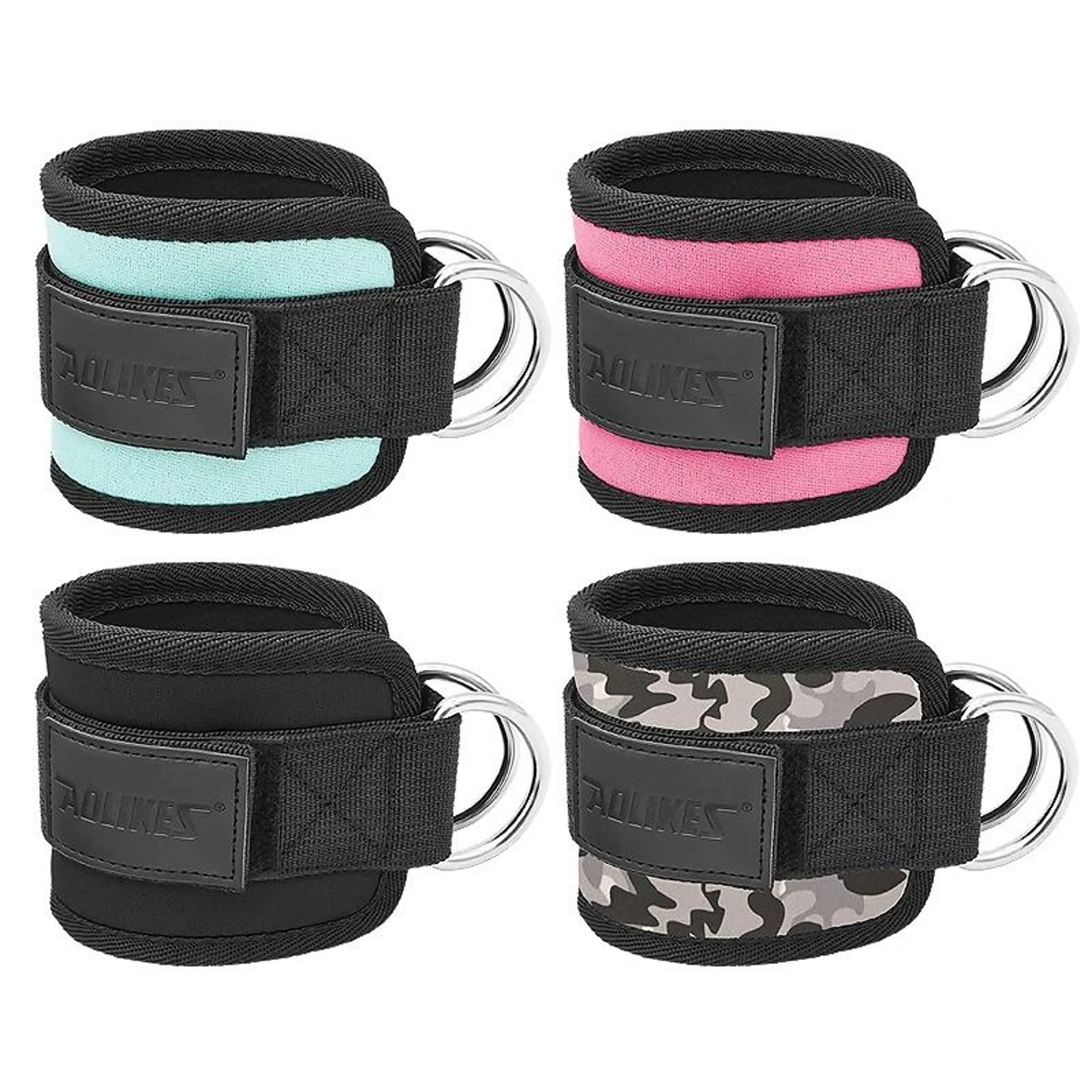 AOLIKES Premium Double DRing Cable Ankle Straps For Target Glute And Leg Workouts 1