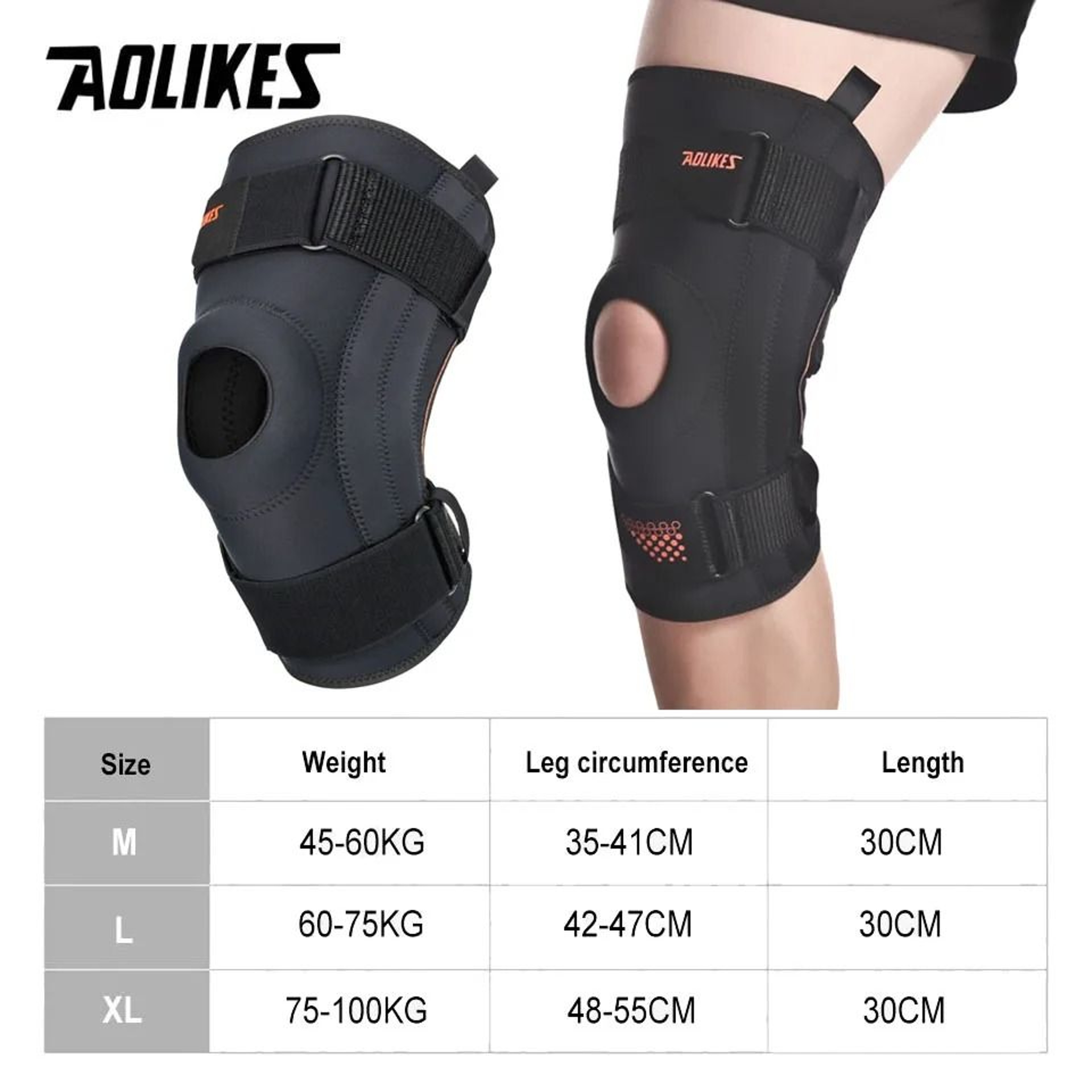 AOLIKES Professional Knee Support Brace With Side Stabilizers And Patella Gel Pad For Meniscus Tear 1
