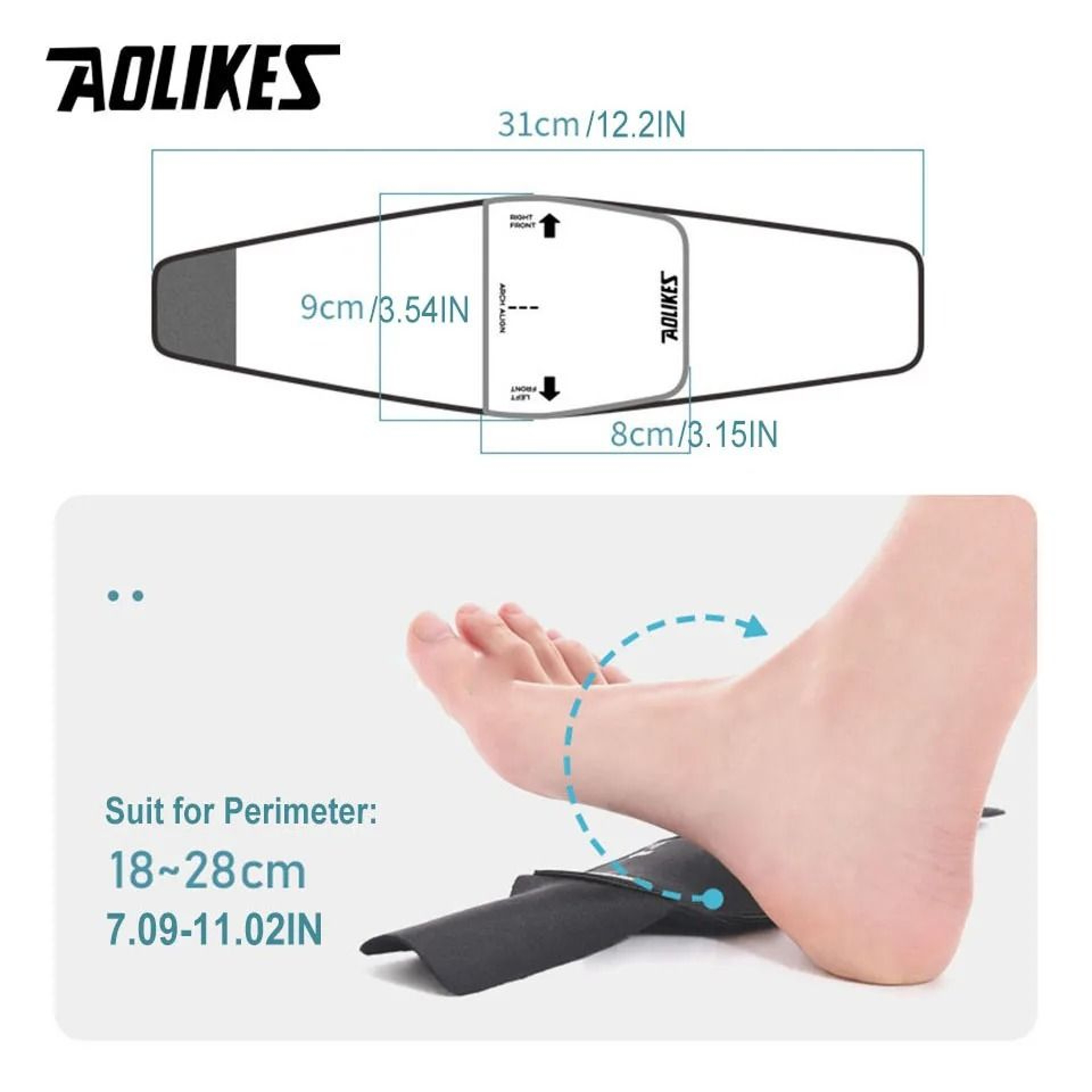 AOLIKES Adjustable Arch Support Pads With Cushion Compression Sleeves For Flat Feet And Plantar Fas 5