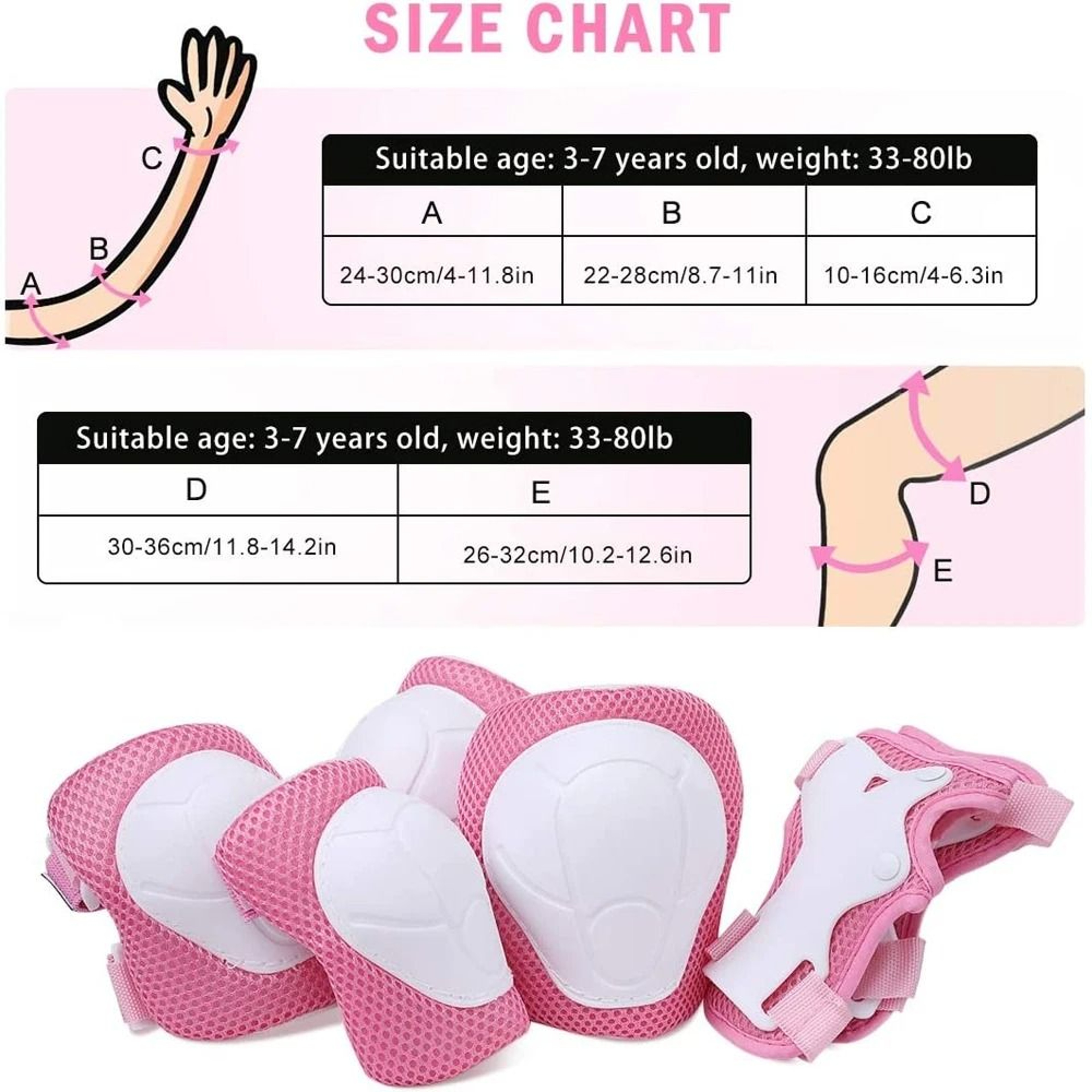 6PCS Kids Protective Gear Set With Knee Pads Elbow Pads  Wrist Guards 4