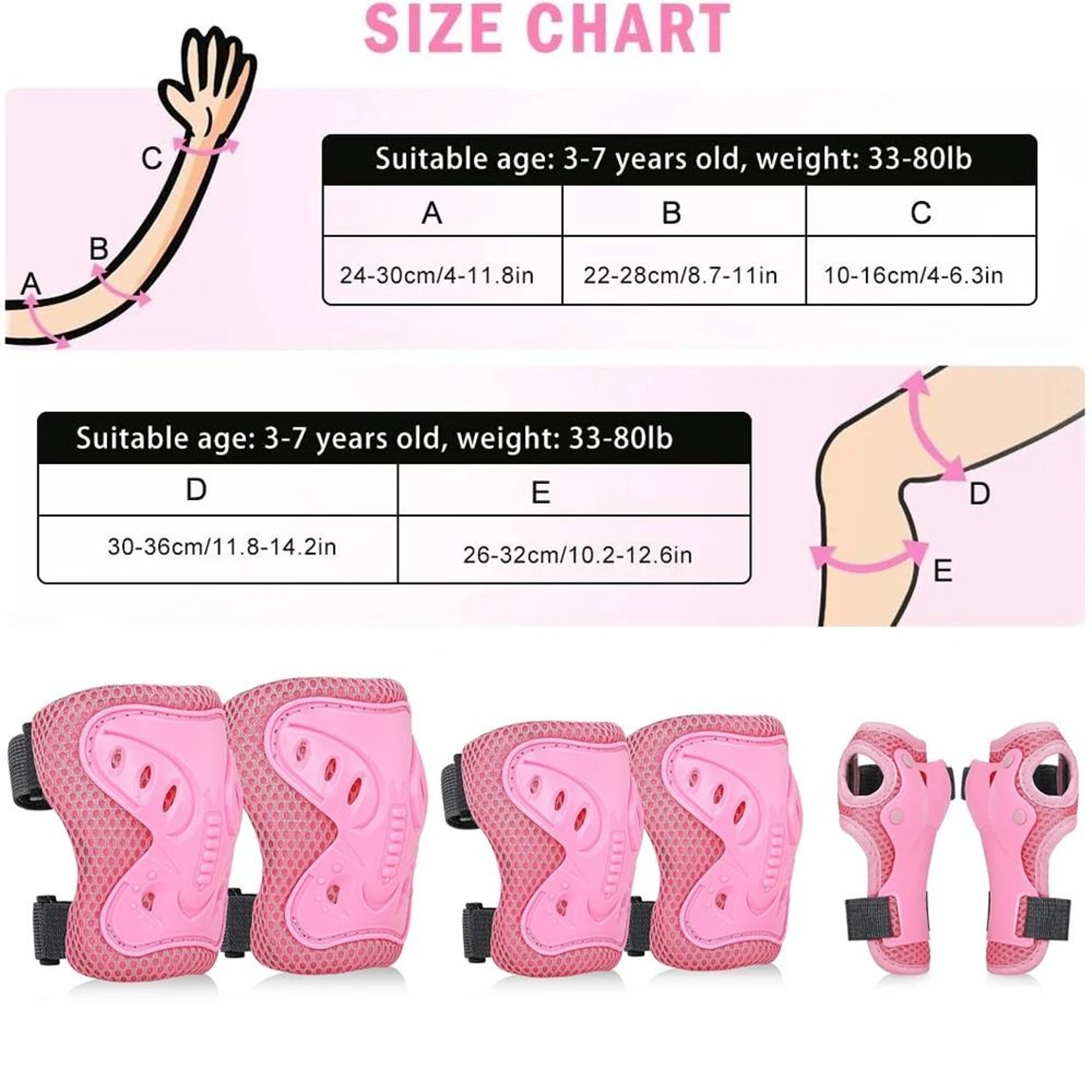 6PCS Kids Protective Gear Set with Knee Pads, Elbow Pads & Wrist Guards (Ages 3-10) – view 9