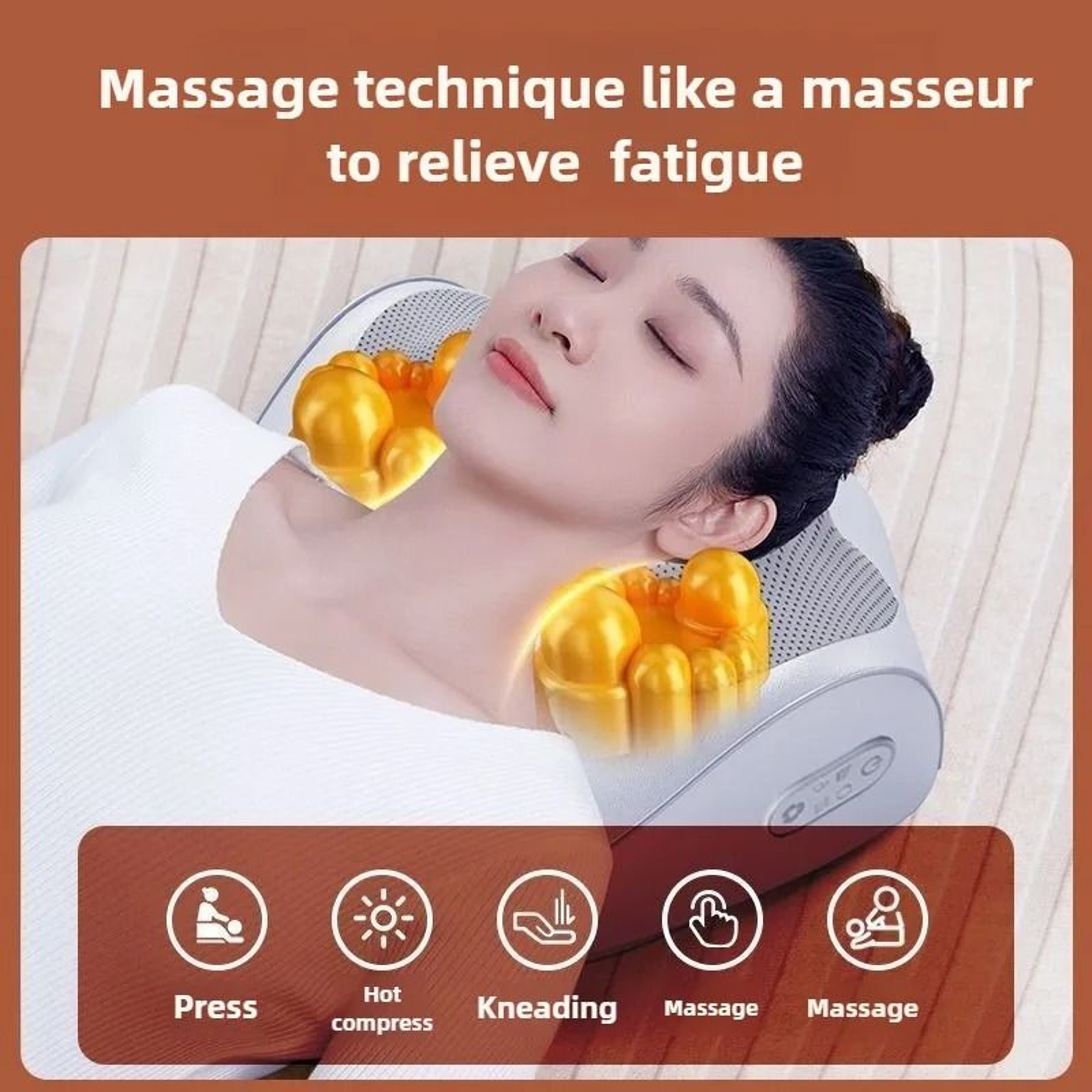 Electric Shiatsu Neck  Back Massage Pillow  Airbag Stretching Heat  MultiZone Kneading 2
