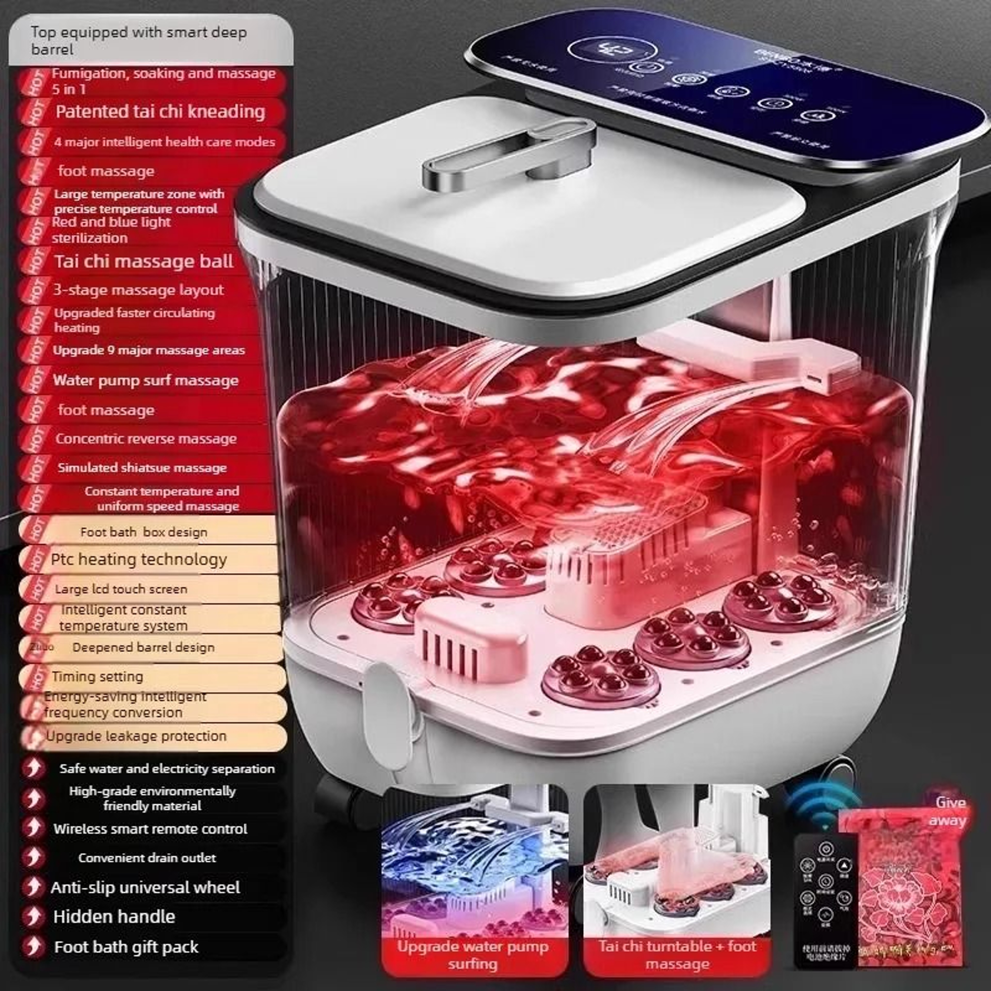 Automated Home Spa Electric Foot Bath Basin With Heat  Massage 13