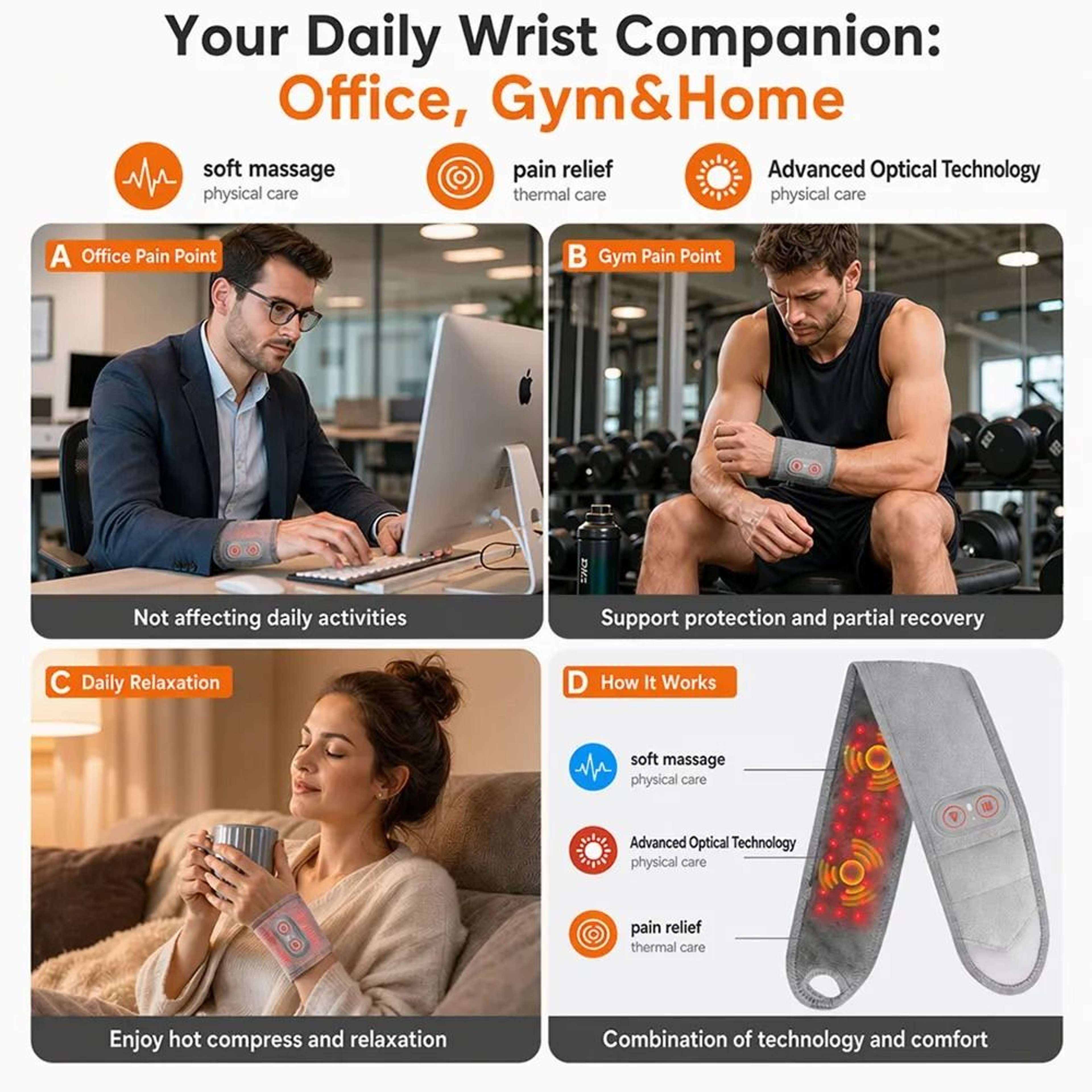 Infrared Heated Wrist Support Wrap With 3Mode Therapy 4