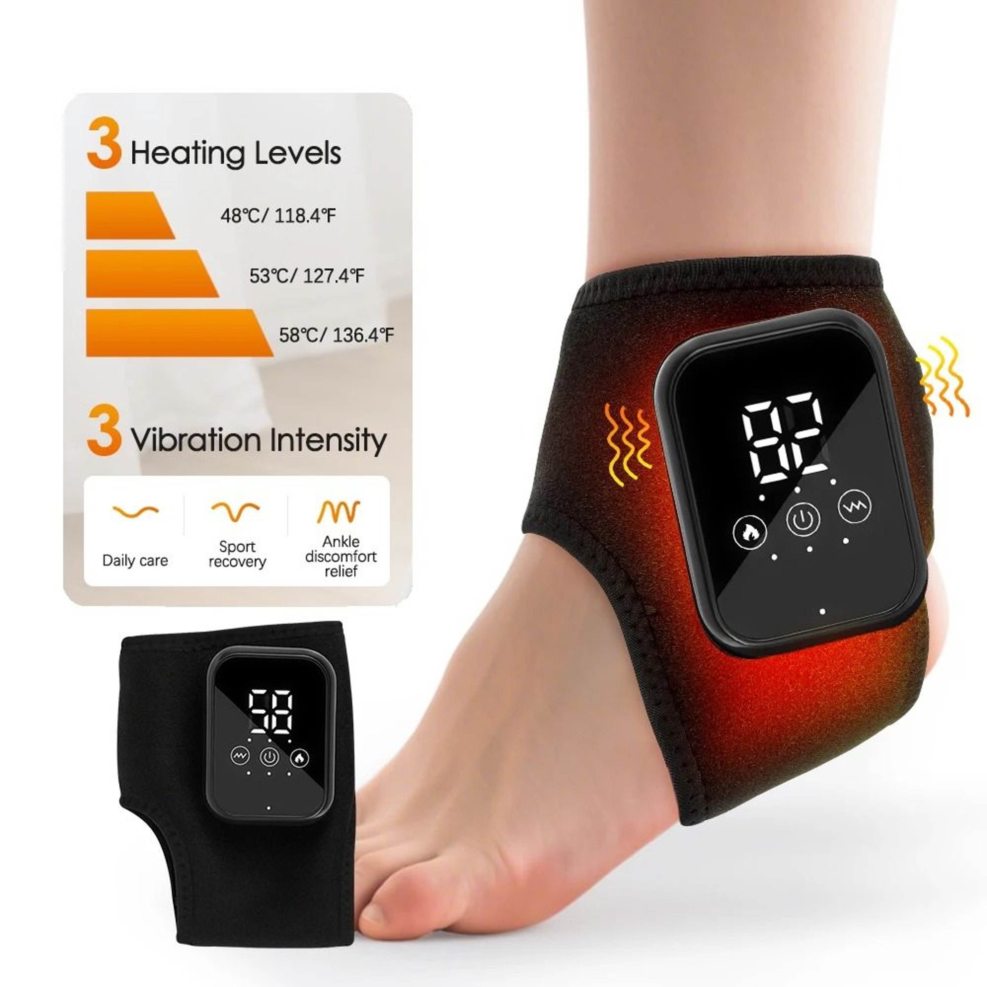 Electric Cordless Heated Ankle Massager  Sprain Guard Wrap 9