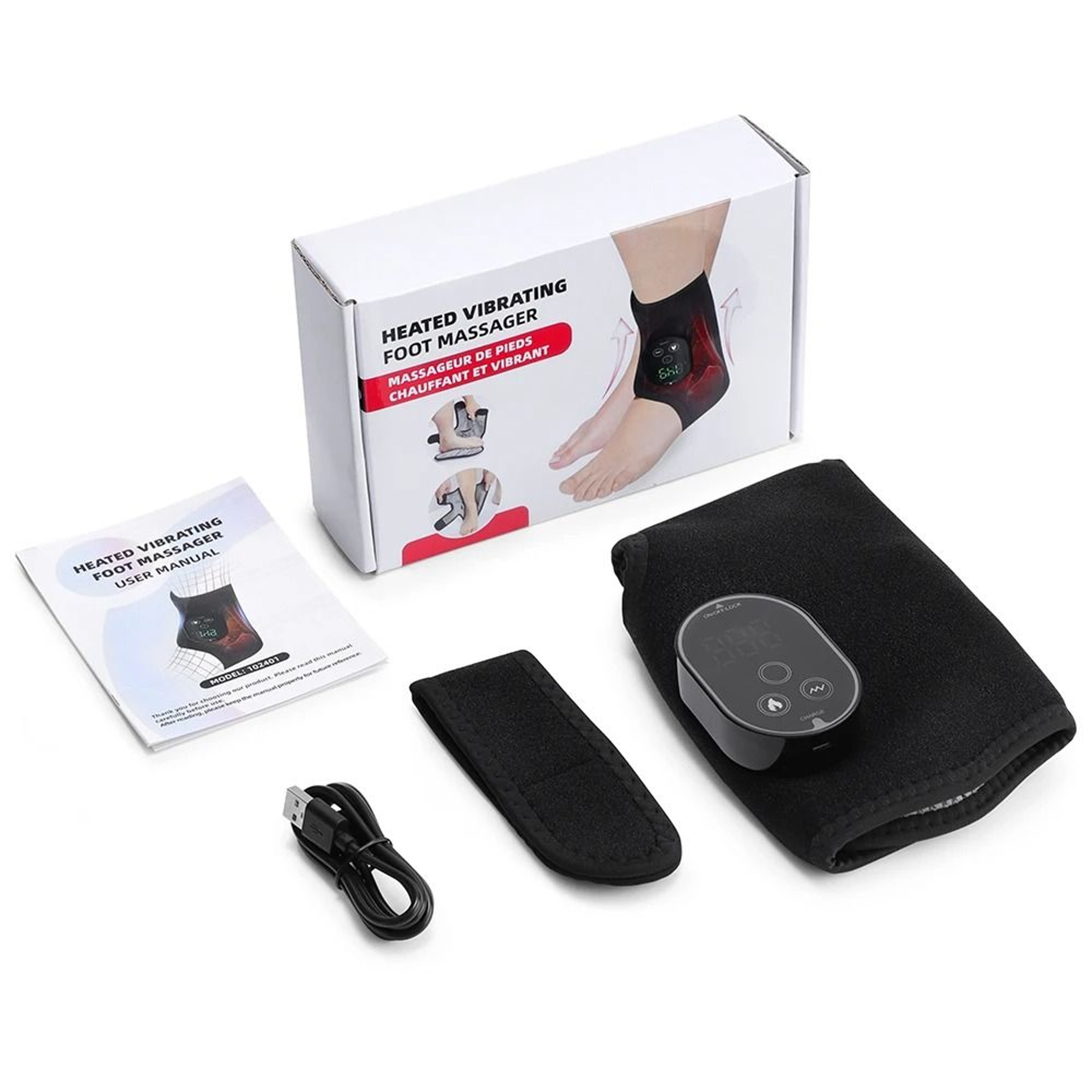 Heated  Vibrating DualMotor Foot Ankle  Calf Massager Brace 6