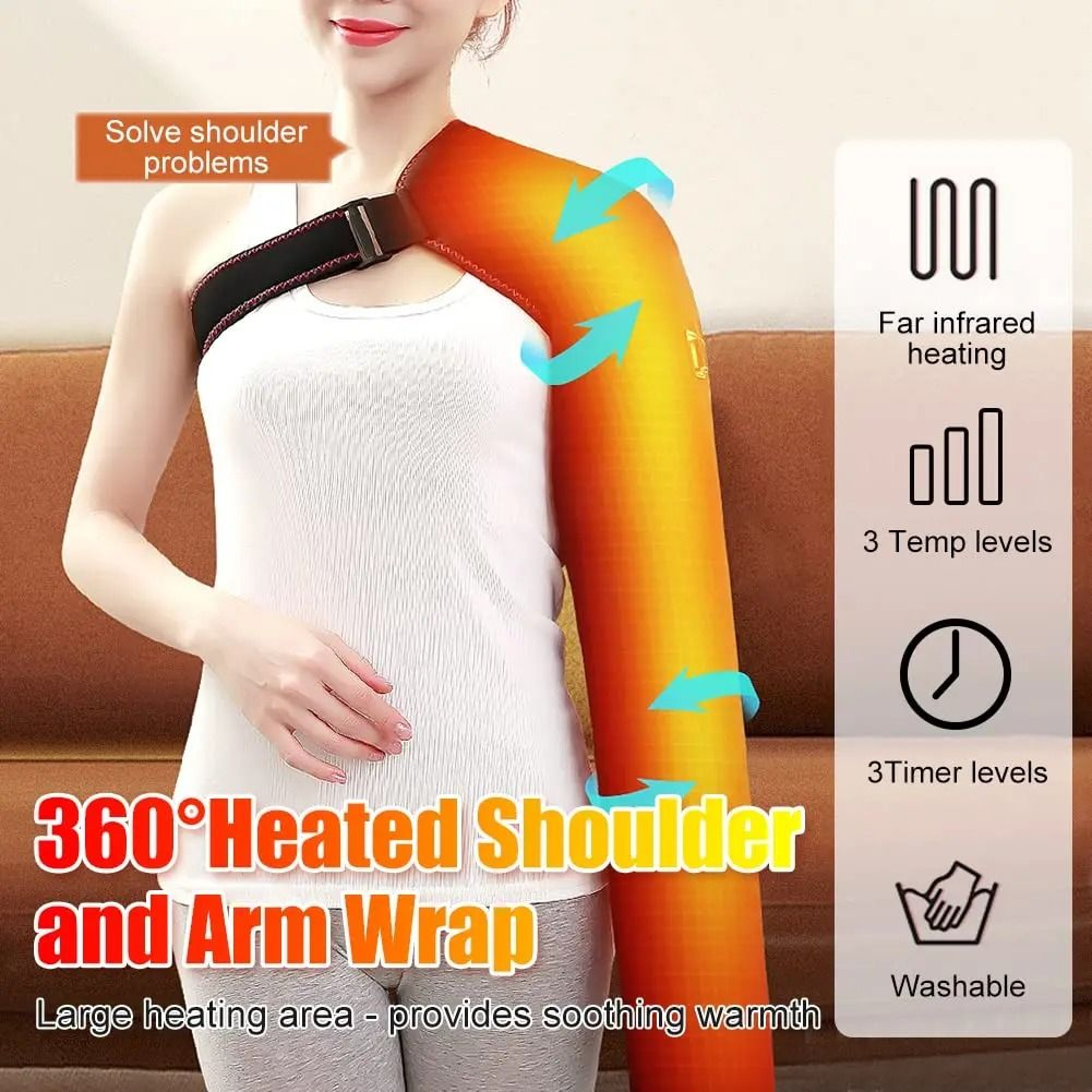 Electric Heated Long Arm  Elbow Support Massage Wrap 3