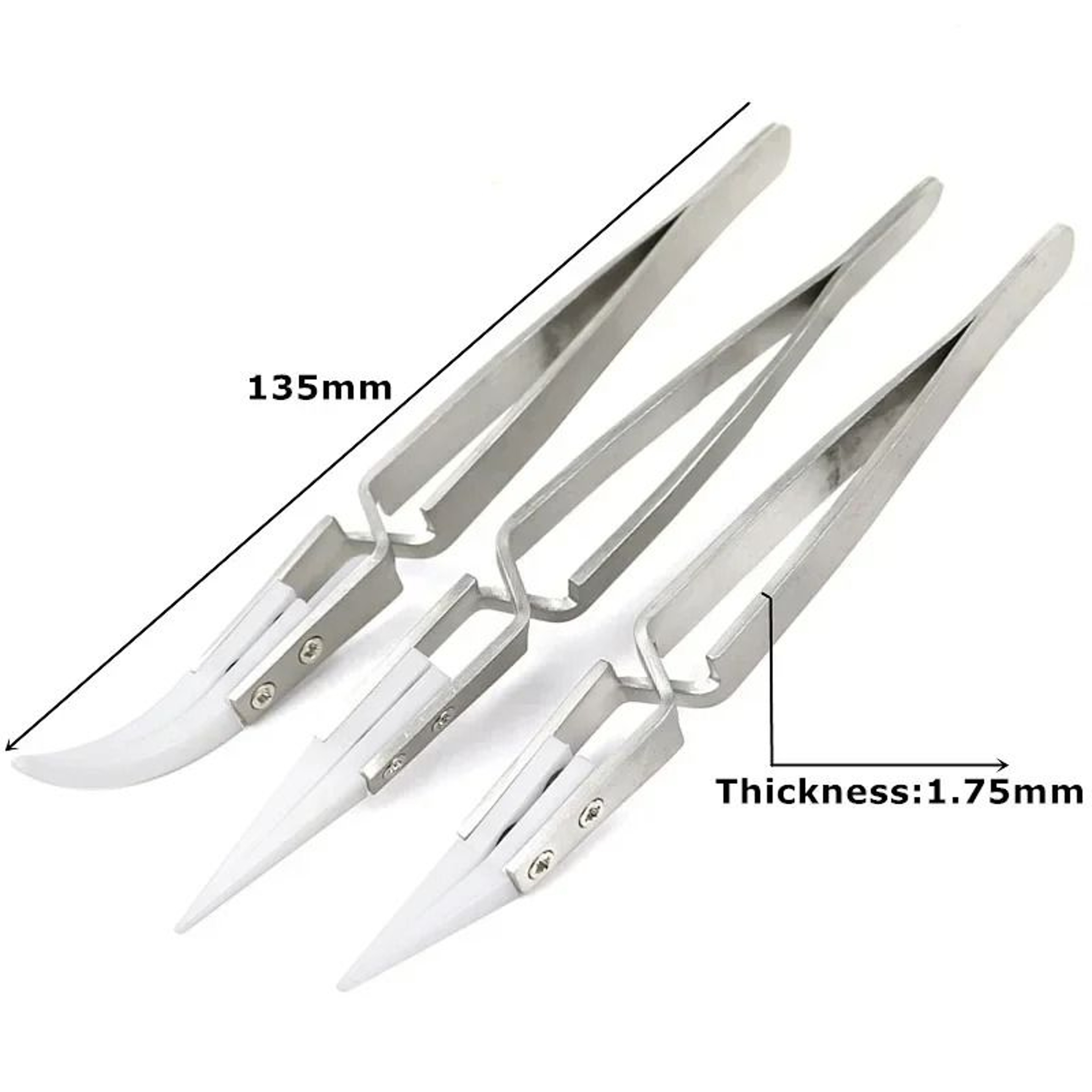 Professional 13Pcs Ceramic Tip AntiStatic Soldering Tweezers Set 4