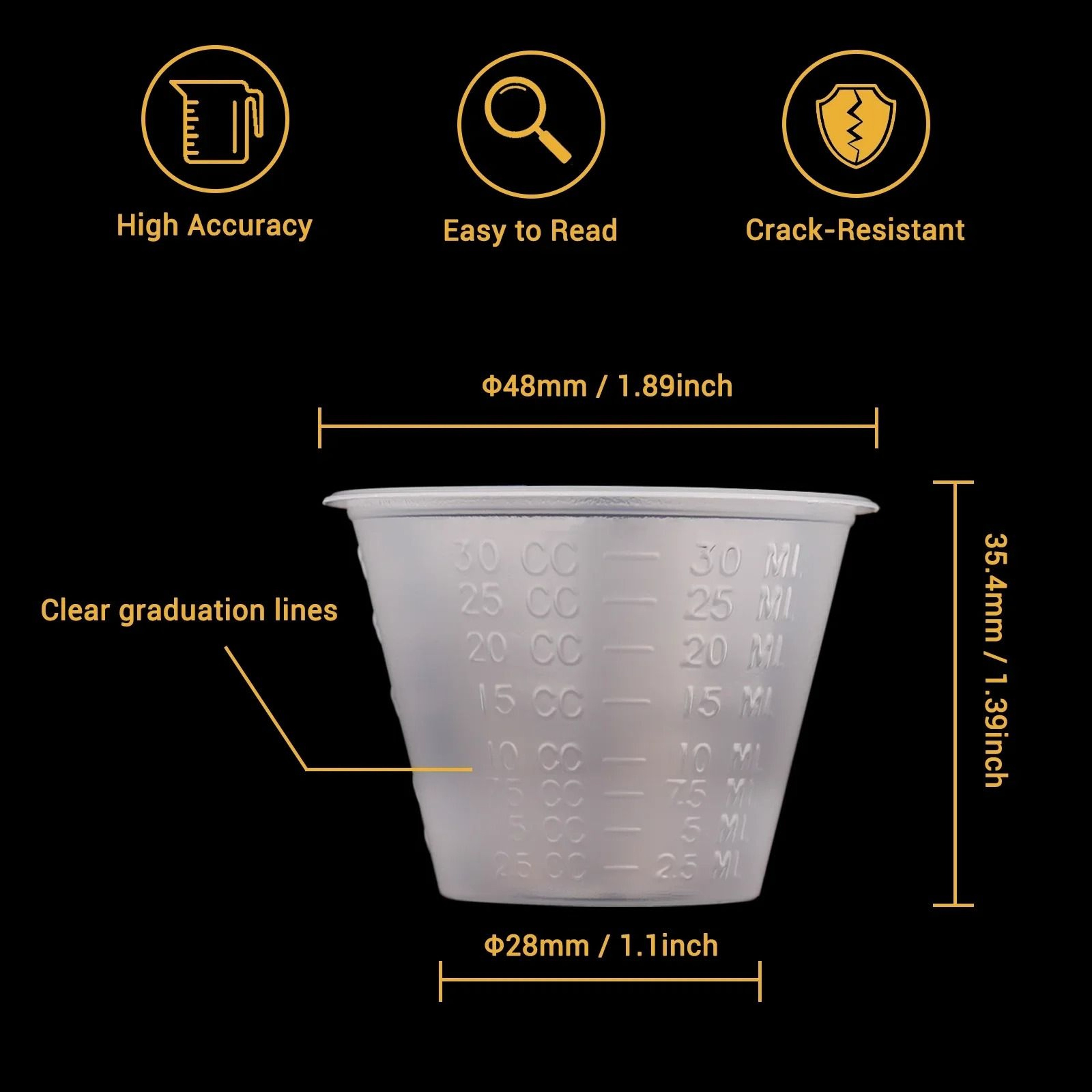 100Pcs 30ml Graduated Plastic Mix Cups Universal Measuring Paint Tray 3