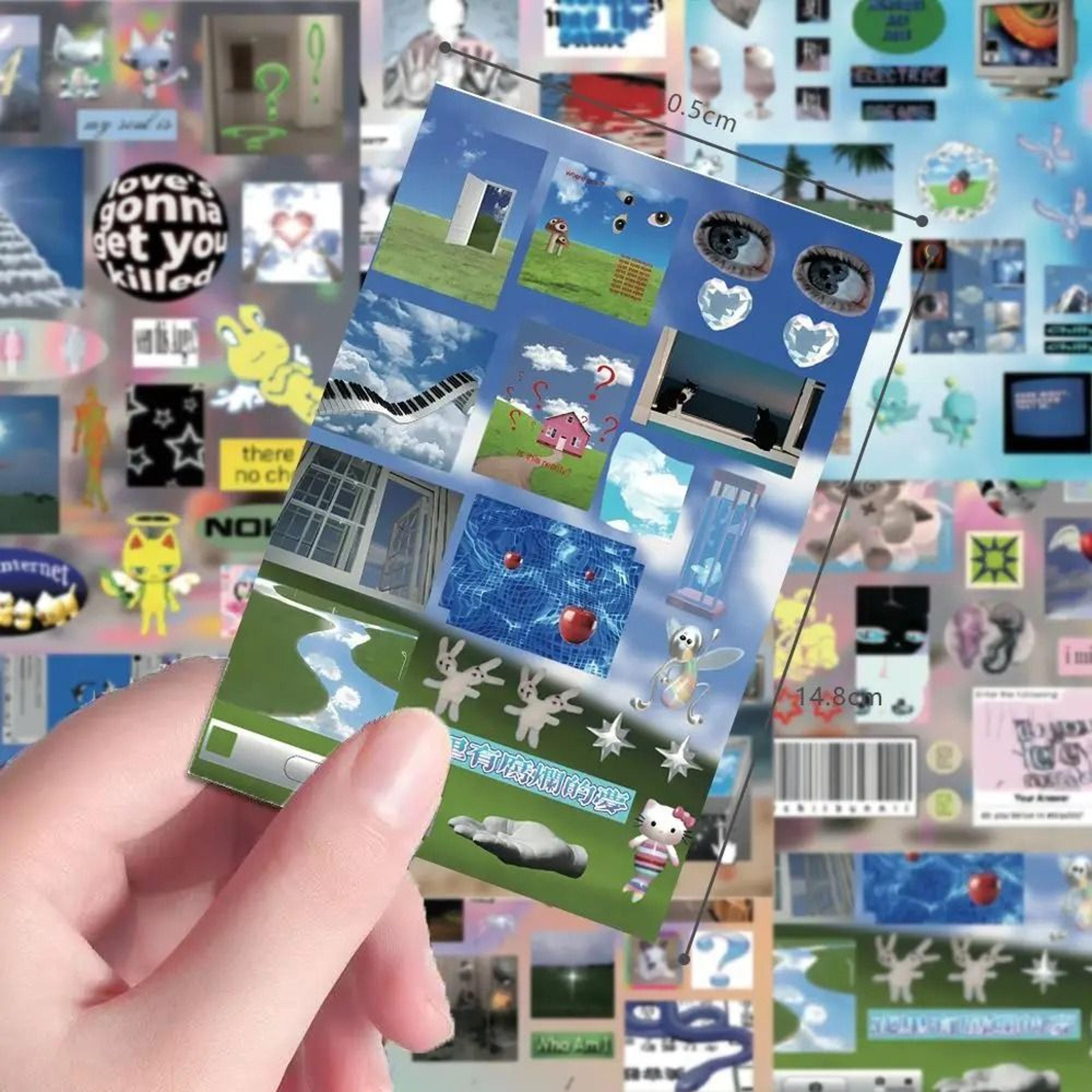 8 Sheets Retro Digital Dreamcore Weirdcore Y2K DieCut Sticker Set For Journals 2
