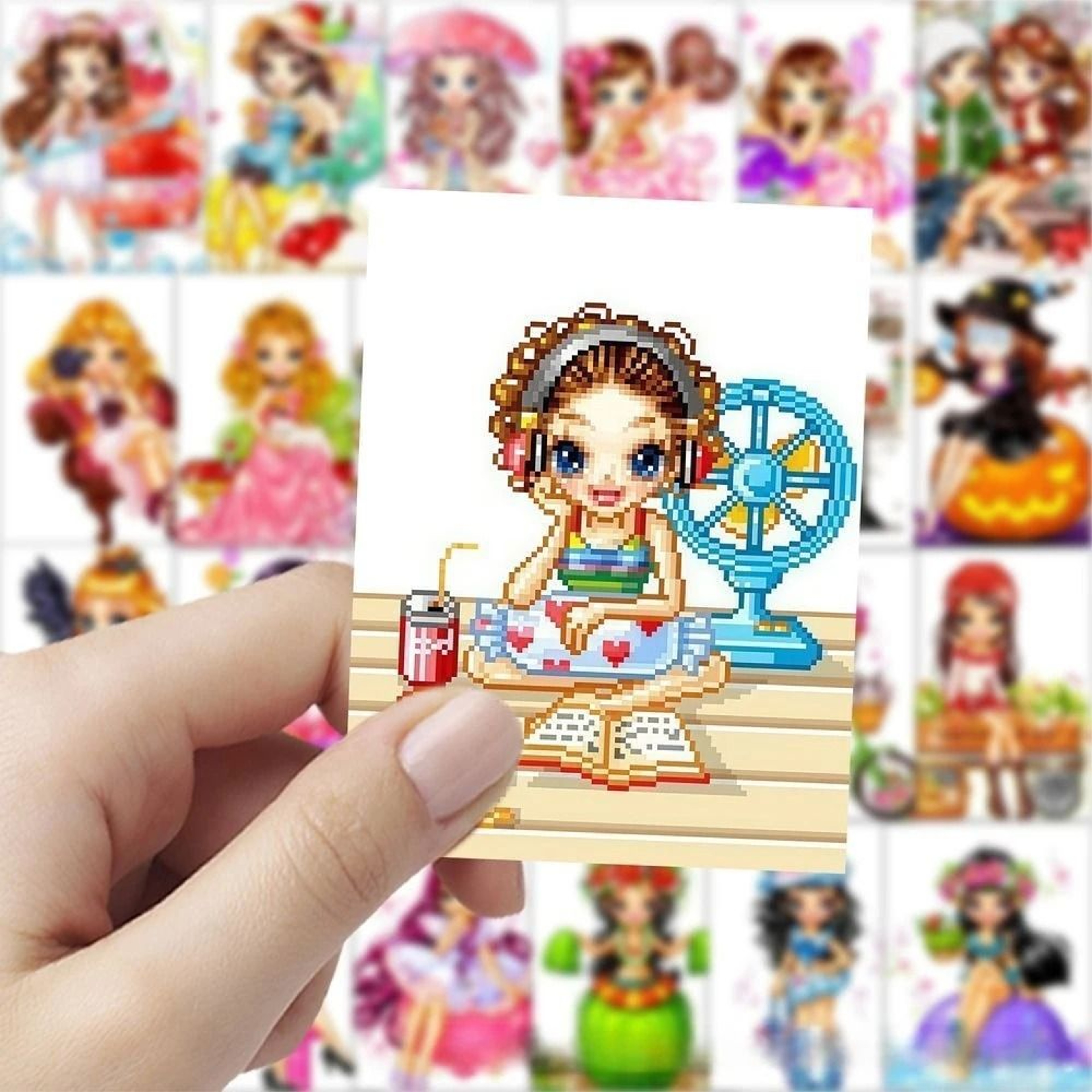 63Pcs Kawaii KoreanStyle Y2K Retro Pixel Doll Avatar DieCut Stickers 3