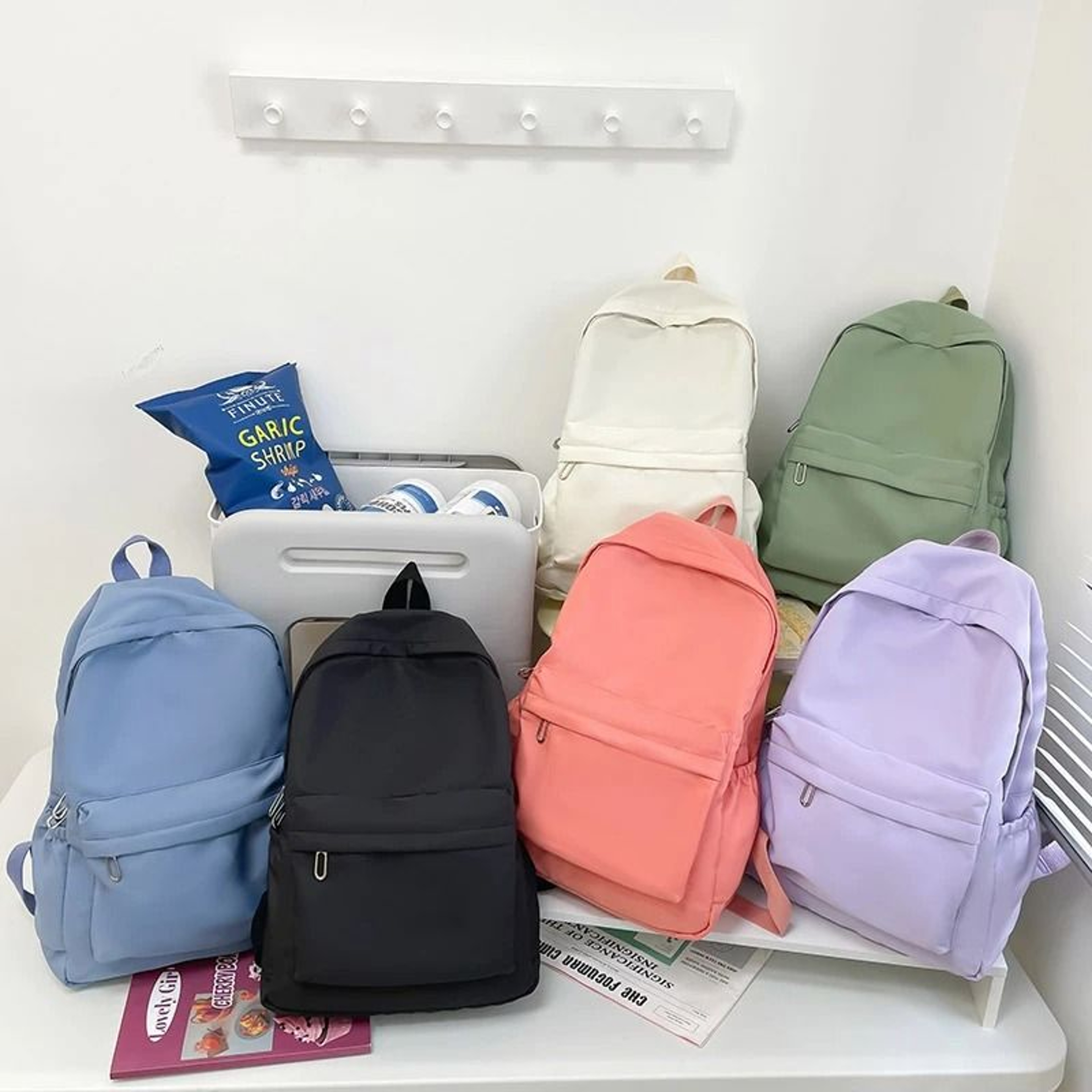 Simple Solid Color Casual Lightweight Backpack For School  Travel 0
