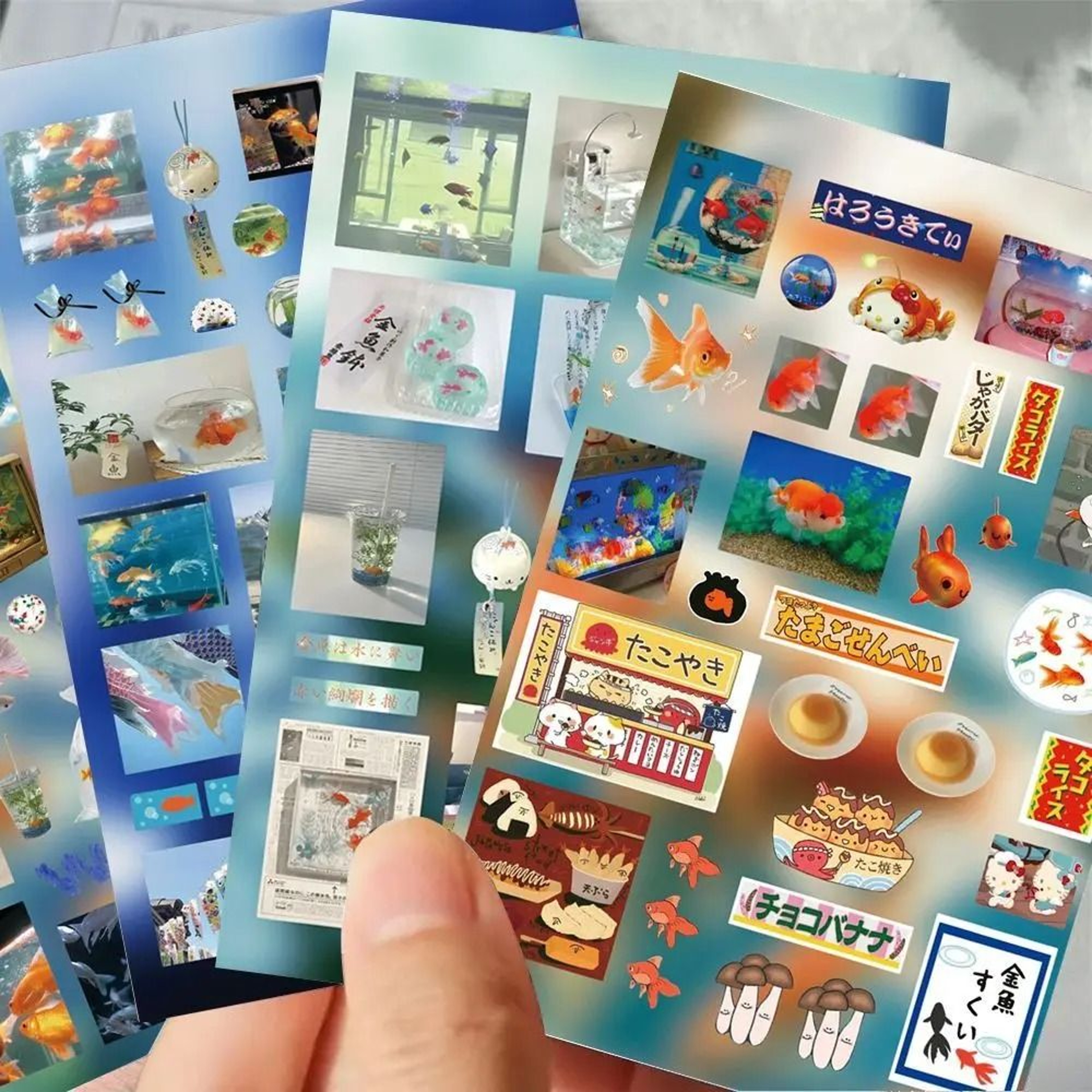 8 Sheet Retro Y2K Japanese Goldfish Dreamcore Die Cut Sticker Set 3