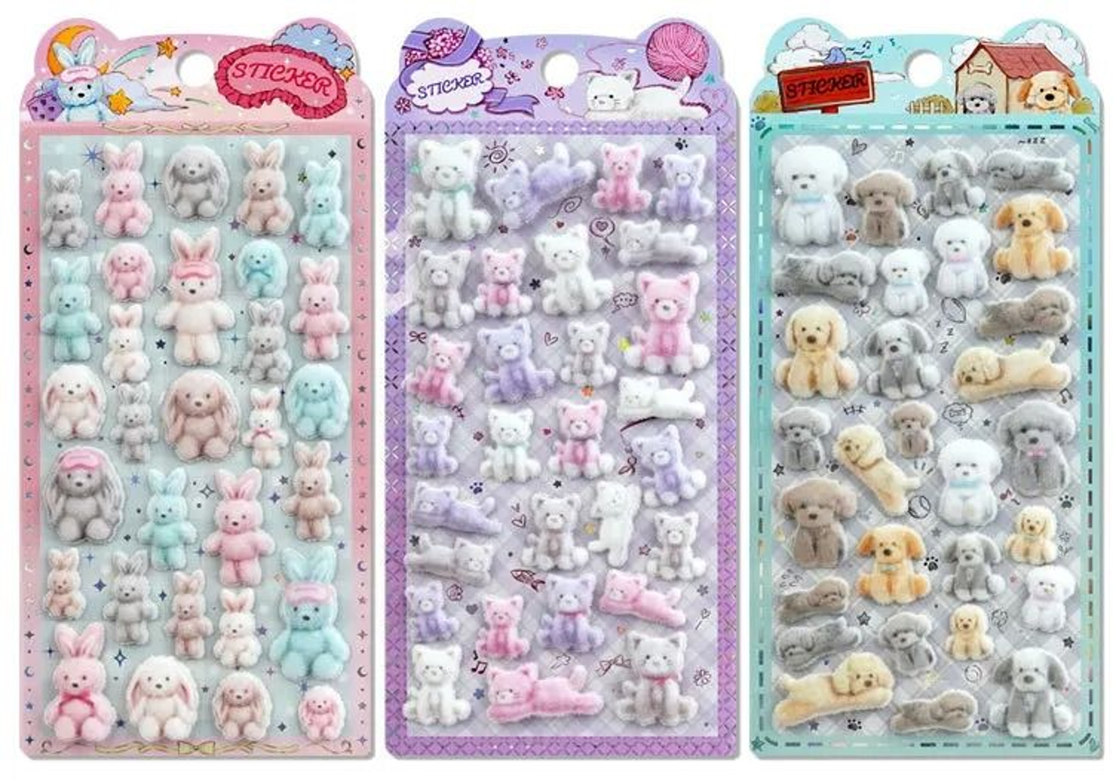 Kawaii 3D Relief Fluffy Animal Flocked Stickers For Scrapbooking 5