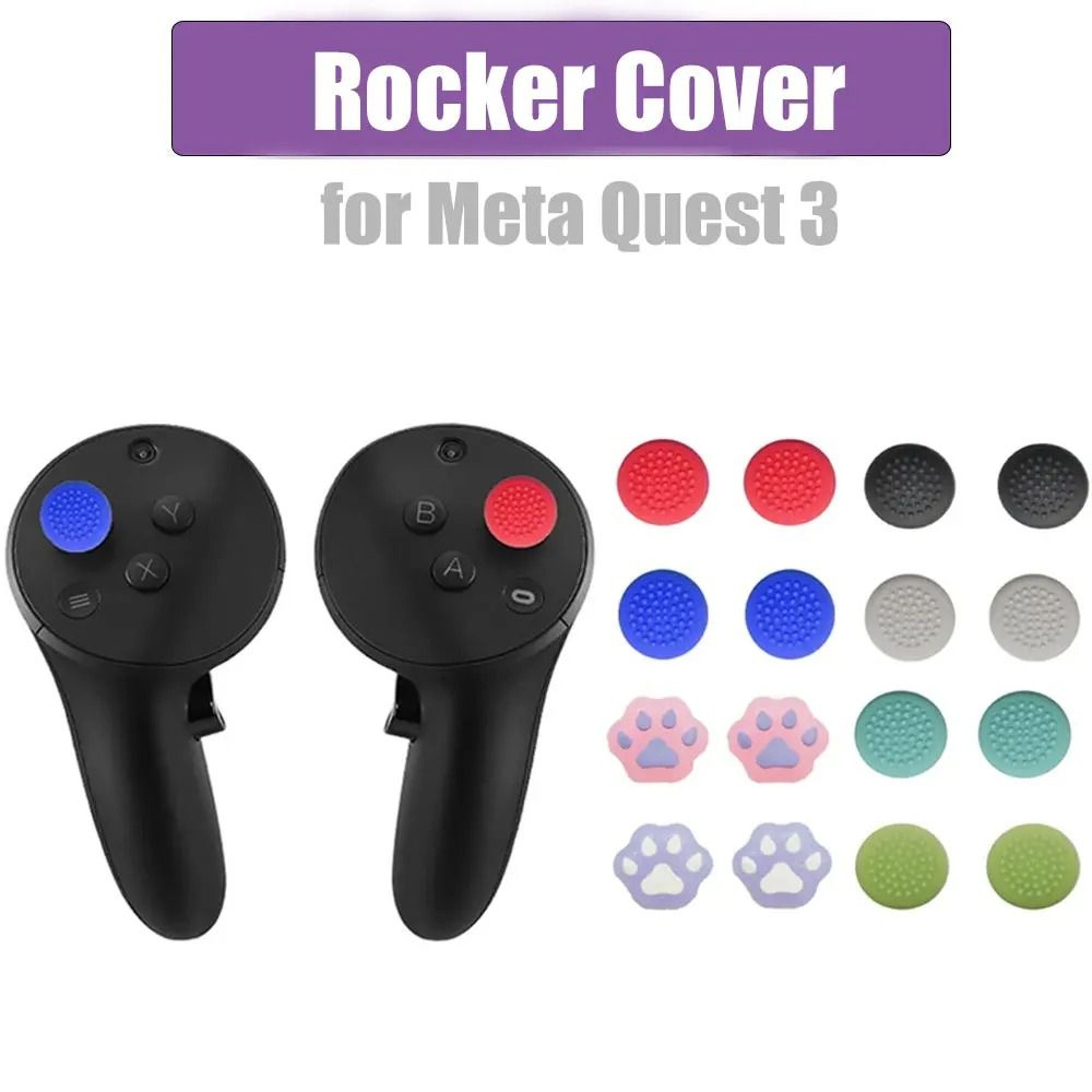 AntiSkid Silicone Rocker Thumb Stick Grip Caps For Meta Quest 3 Controllers 0