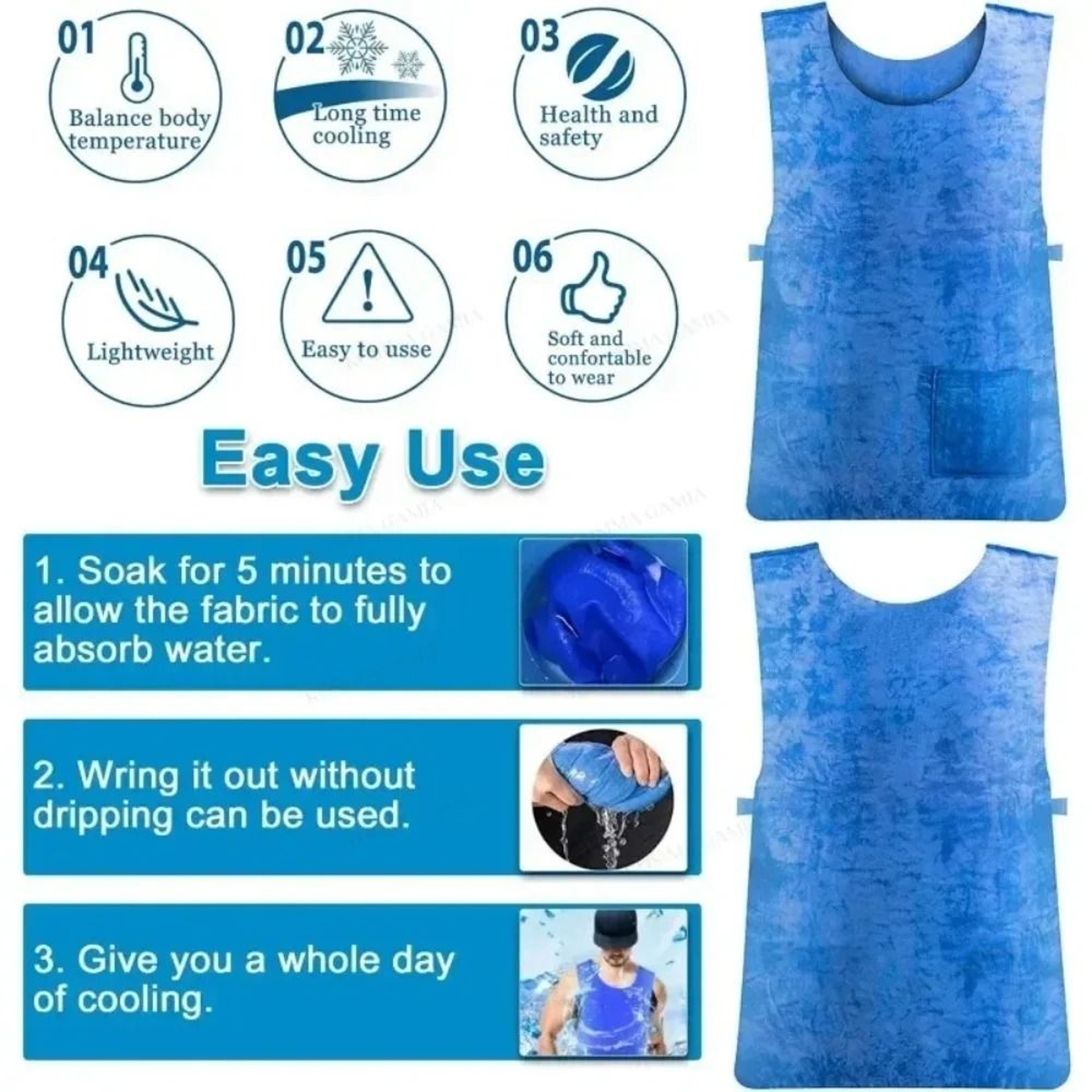 PVA WaterActivated Evaporative Cooling Vest For Hot Weather 1