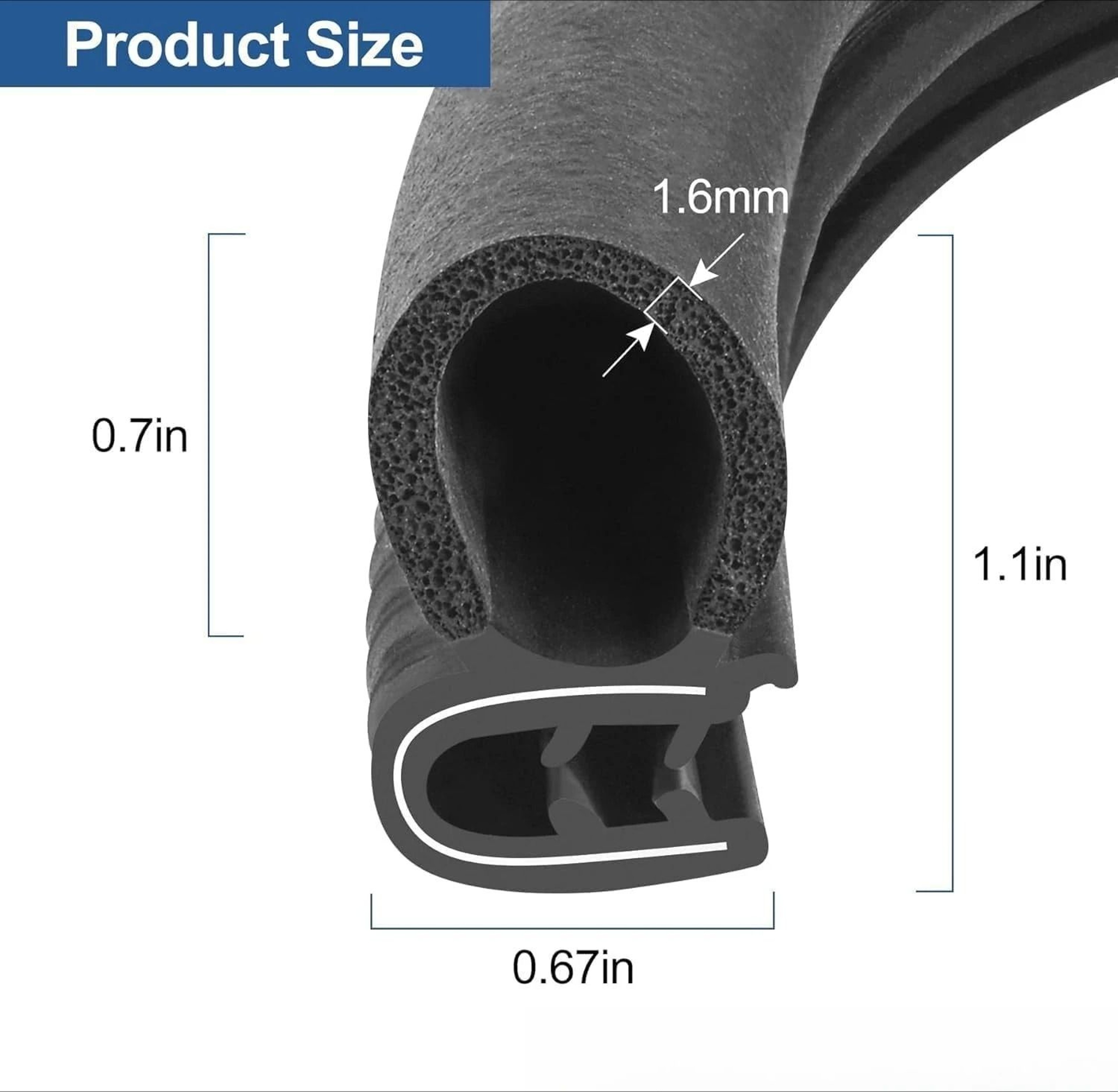 EPDM Rubber Edge Trim Weather Stripping Seal With Side Bulb 1