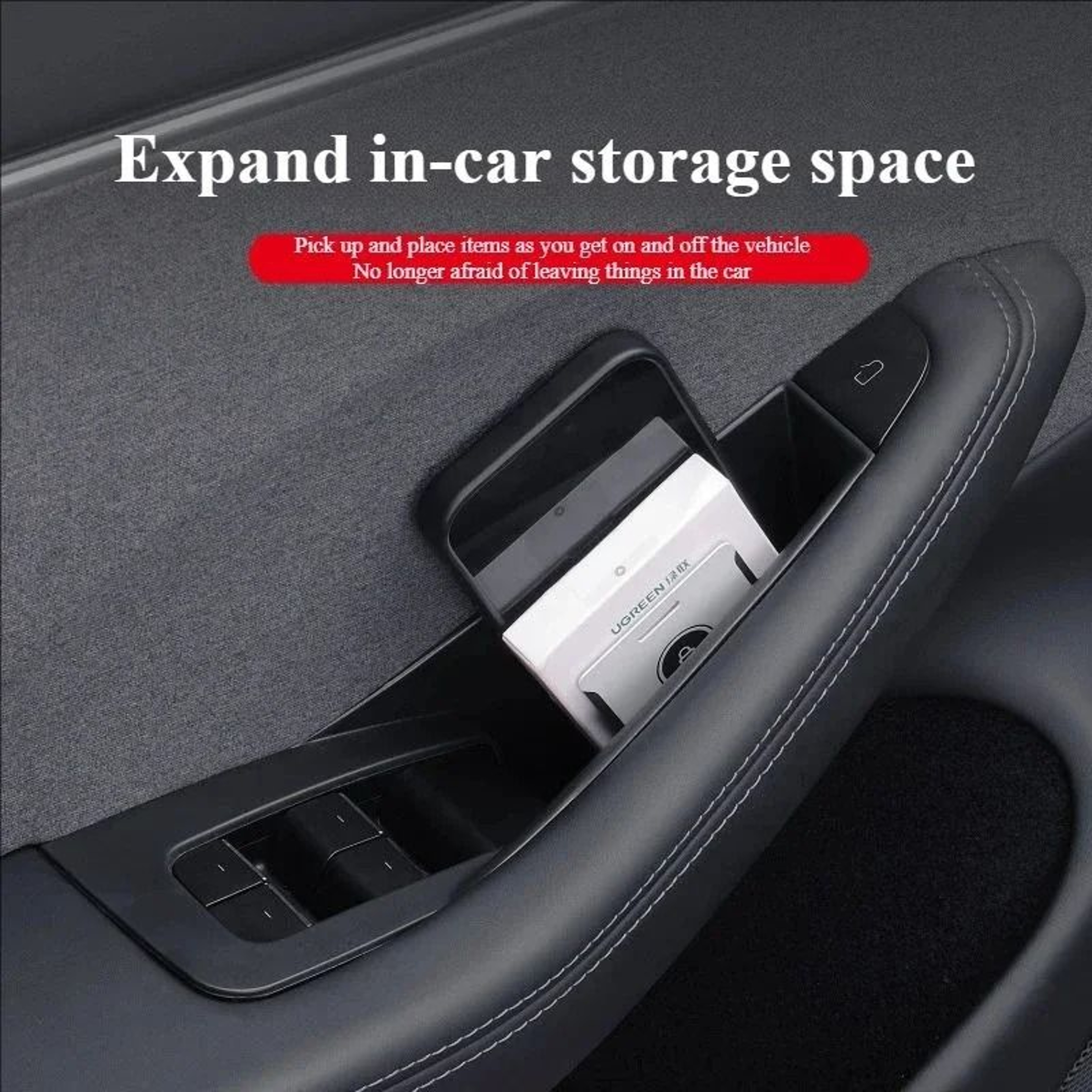 Car Door Handle Storage Box Organizer Tray For Tesla Model 3 And Model Y 0