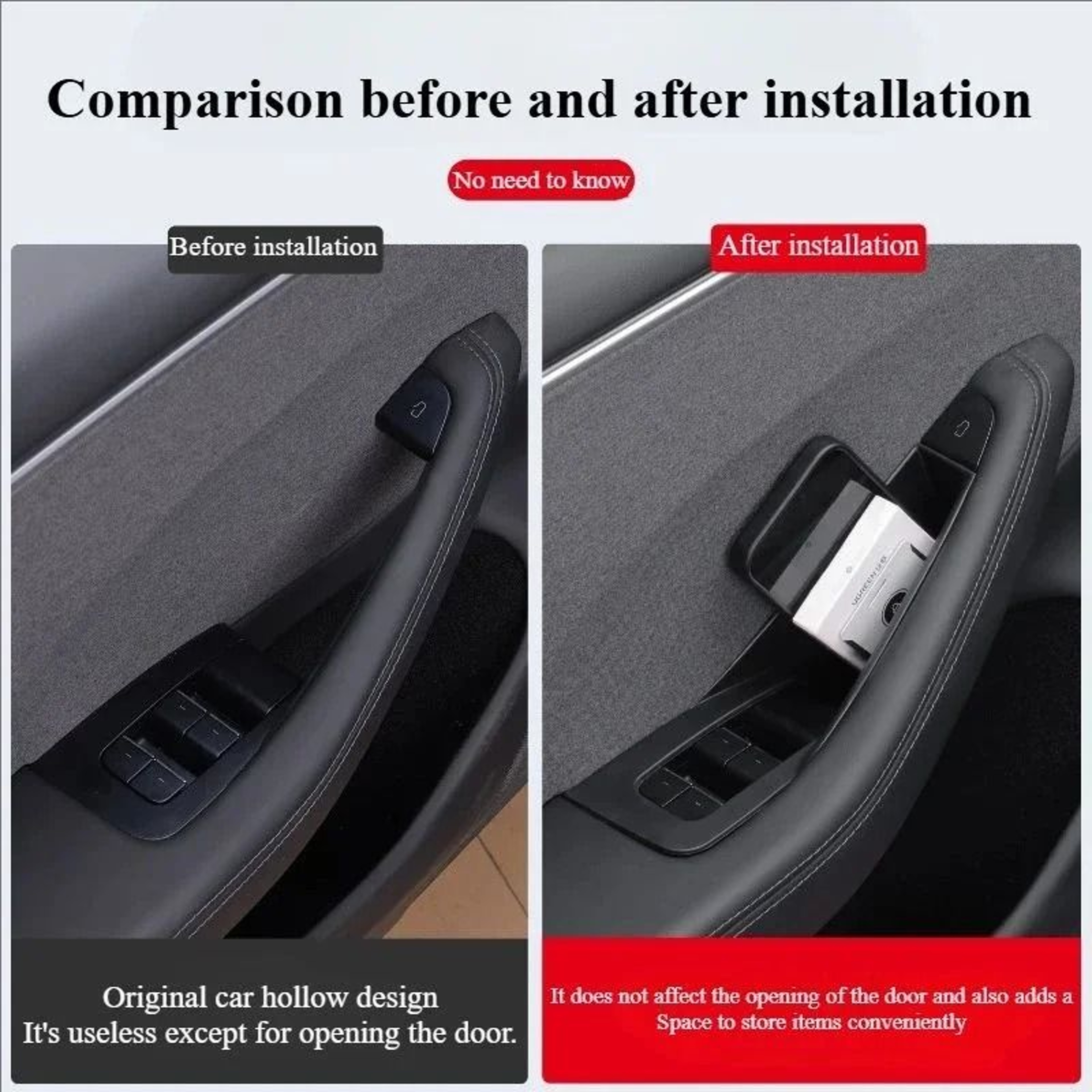 Car Door Handle Storage Box Organizer Tray For Tesla Model 3 And Model Y 2