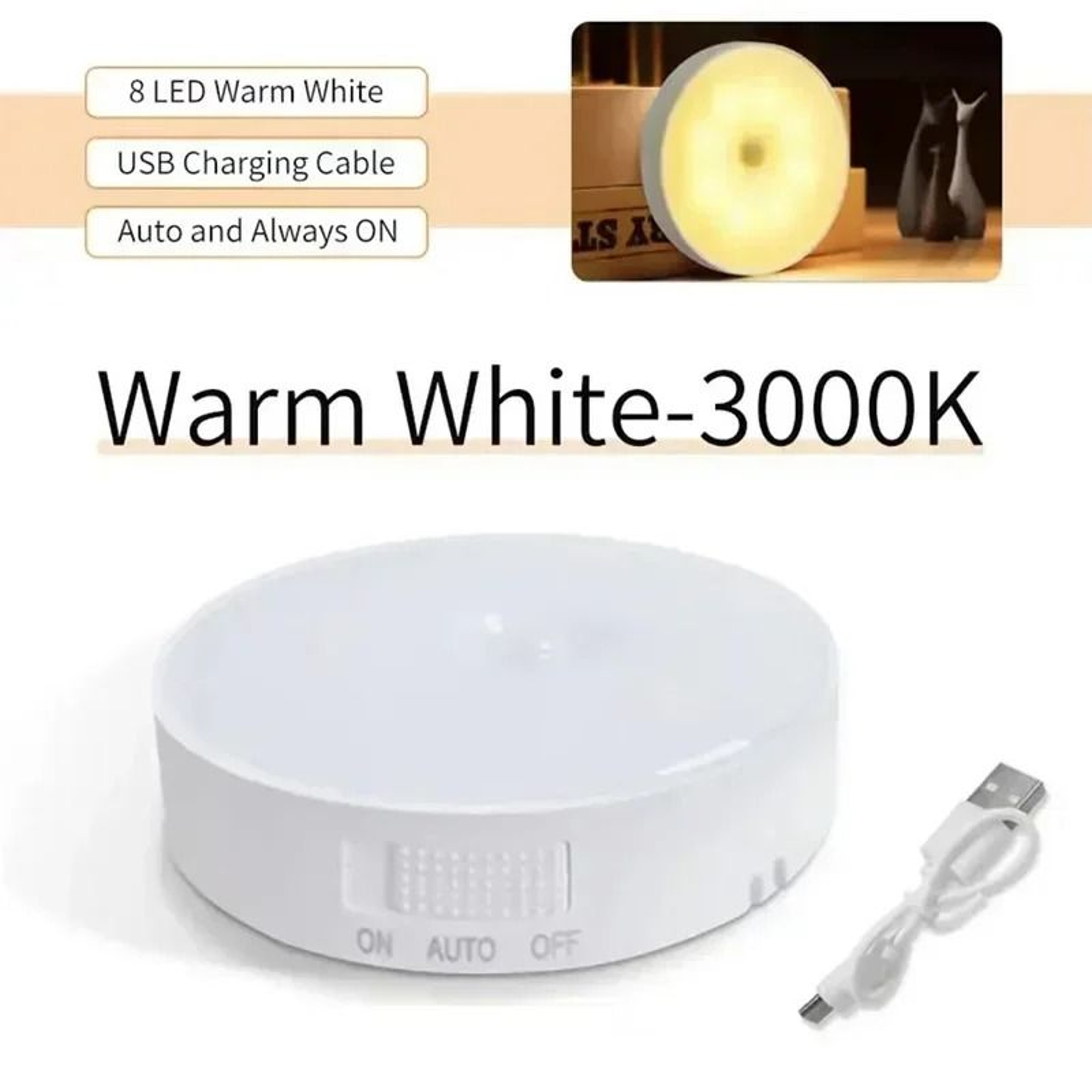 Motion Sensor Night Light Indoor USB Rechargeable Wireless Magnetic Light 8