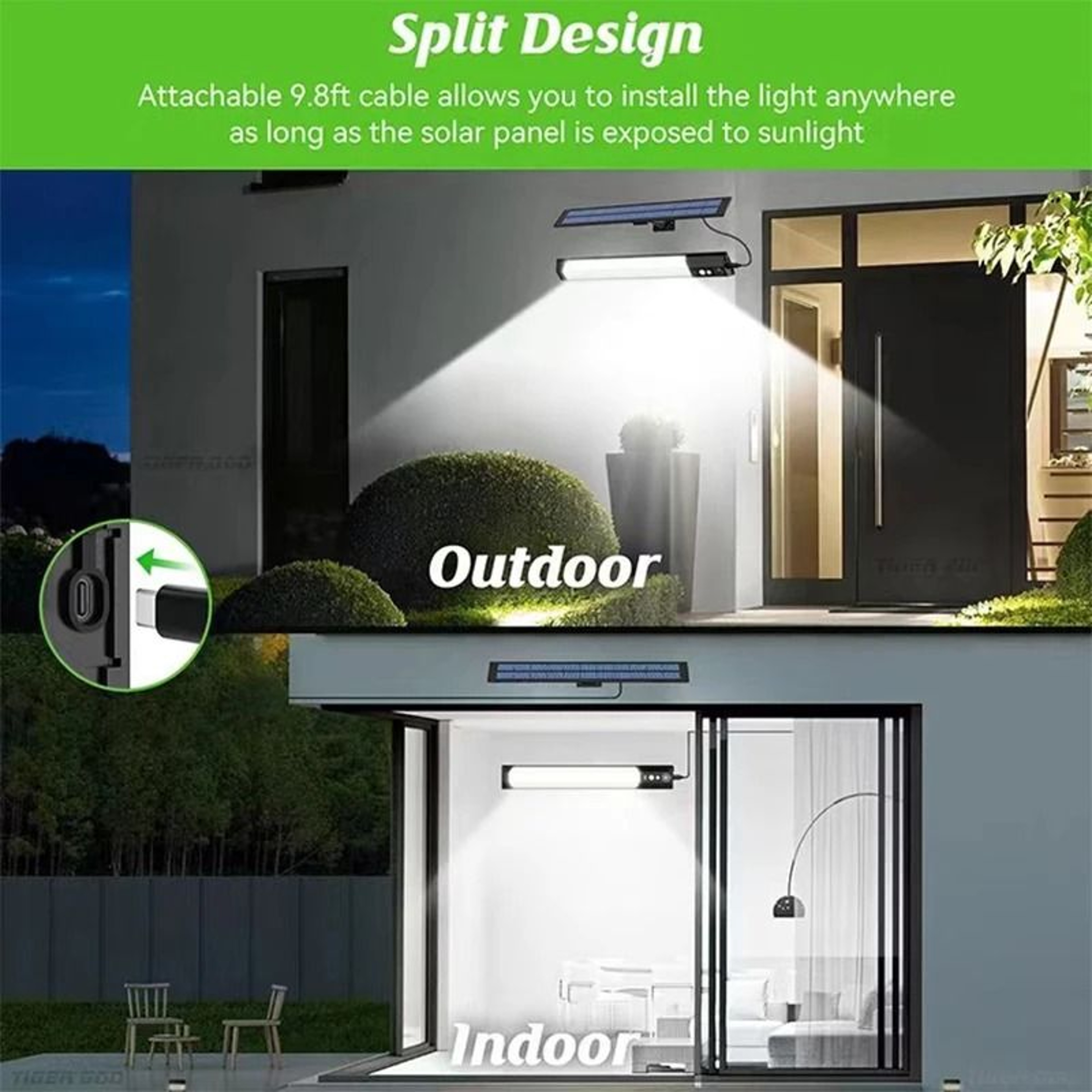 Split Solar Wall Light Bar With Separate Panel And PIR Motion Sensor 5