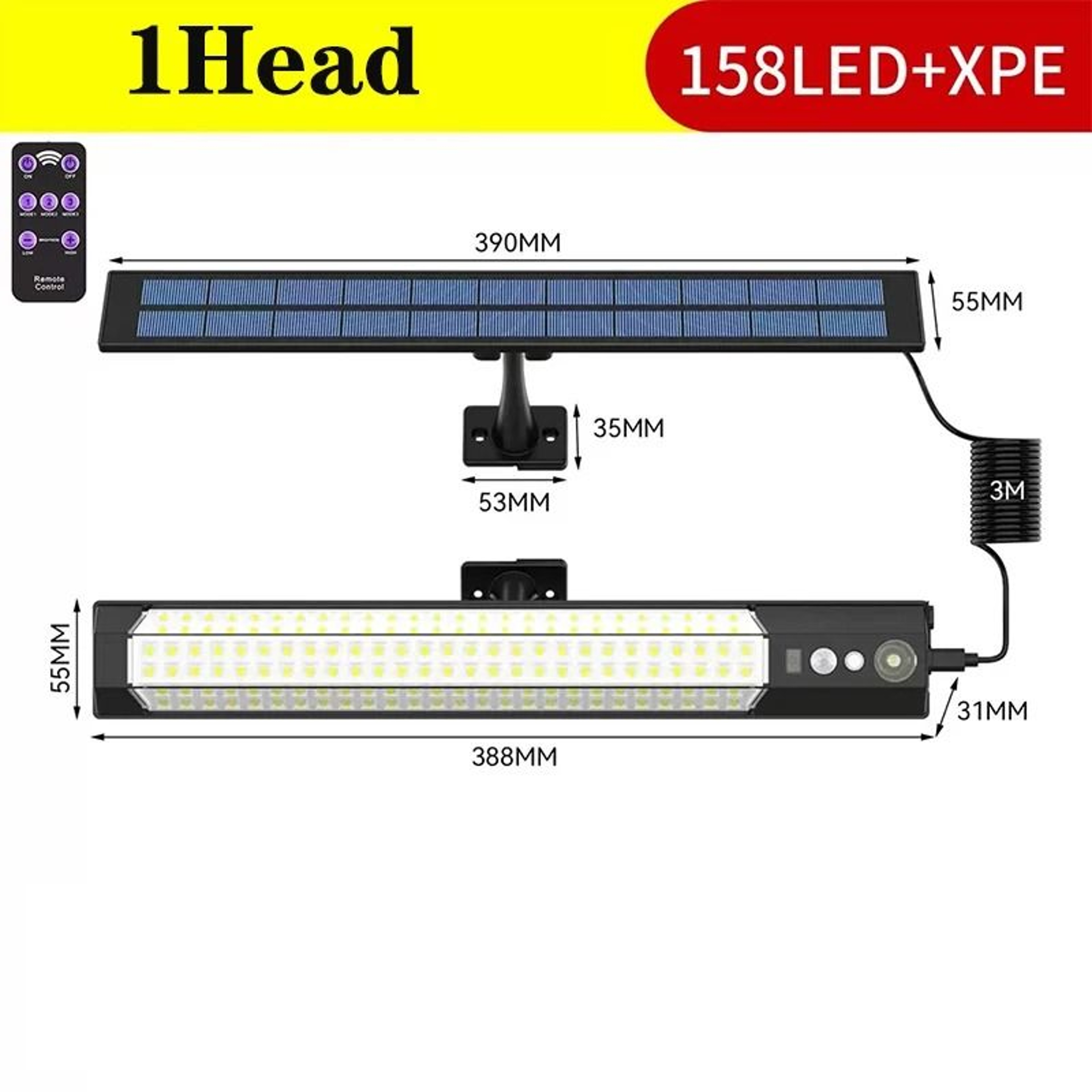 Split Solar Wall Light Bar With Separate Panel And PIR Motion Sensor 6
