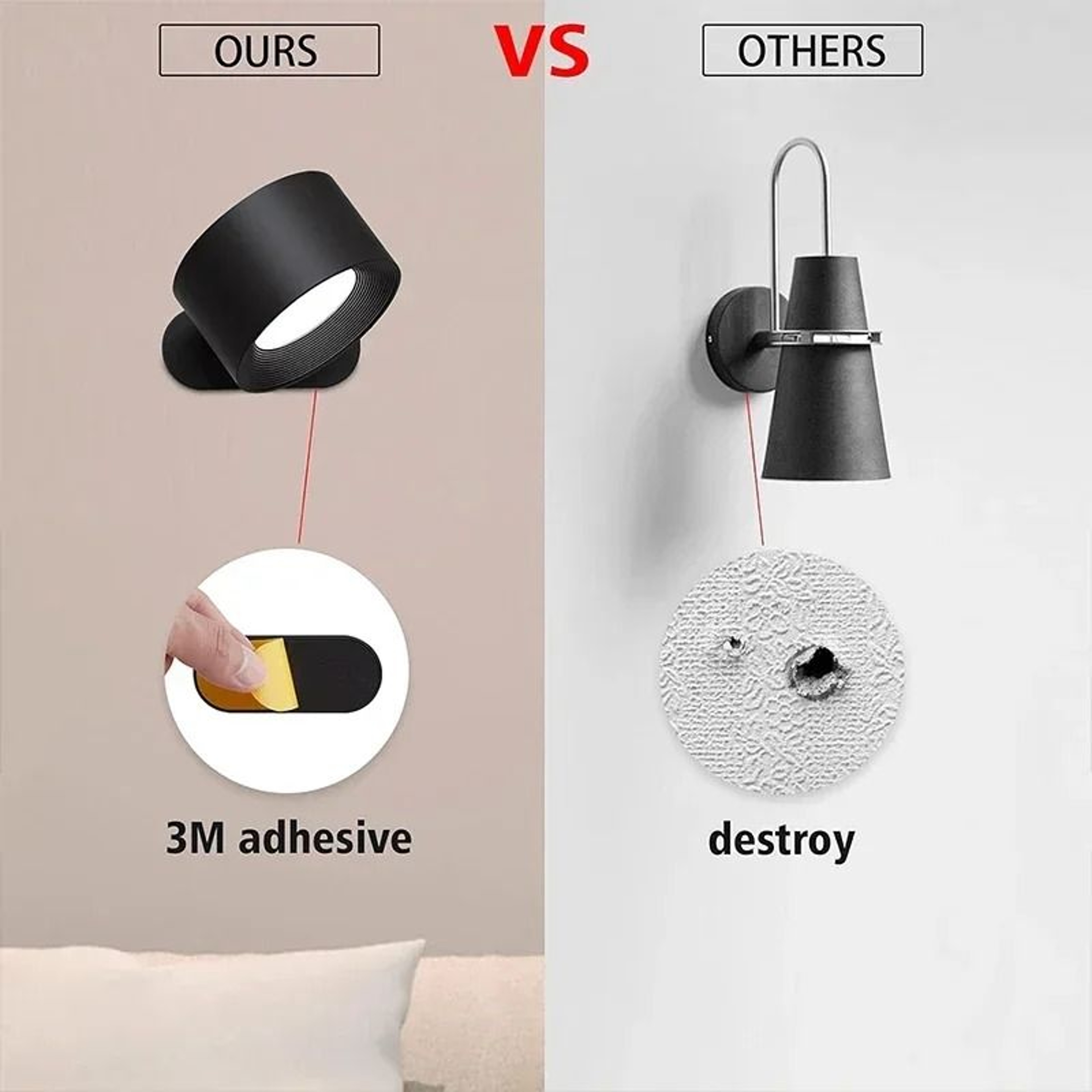 Magnetic 360 Degree Rotatable LED Wall Light With Touch And Remote Control 3