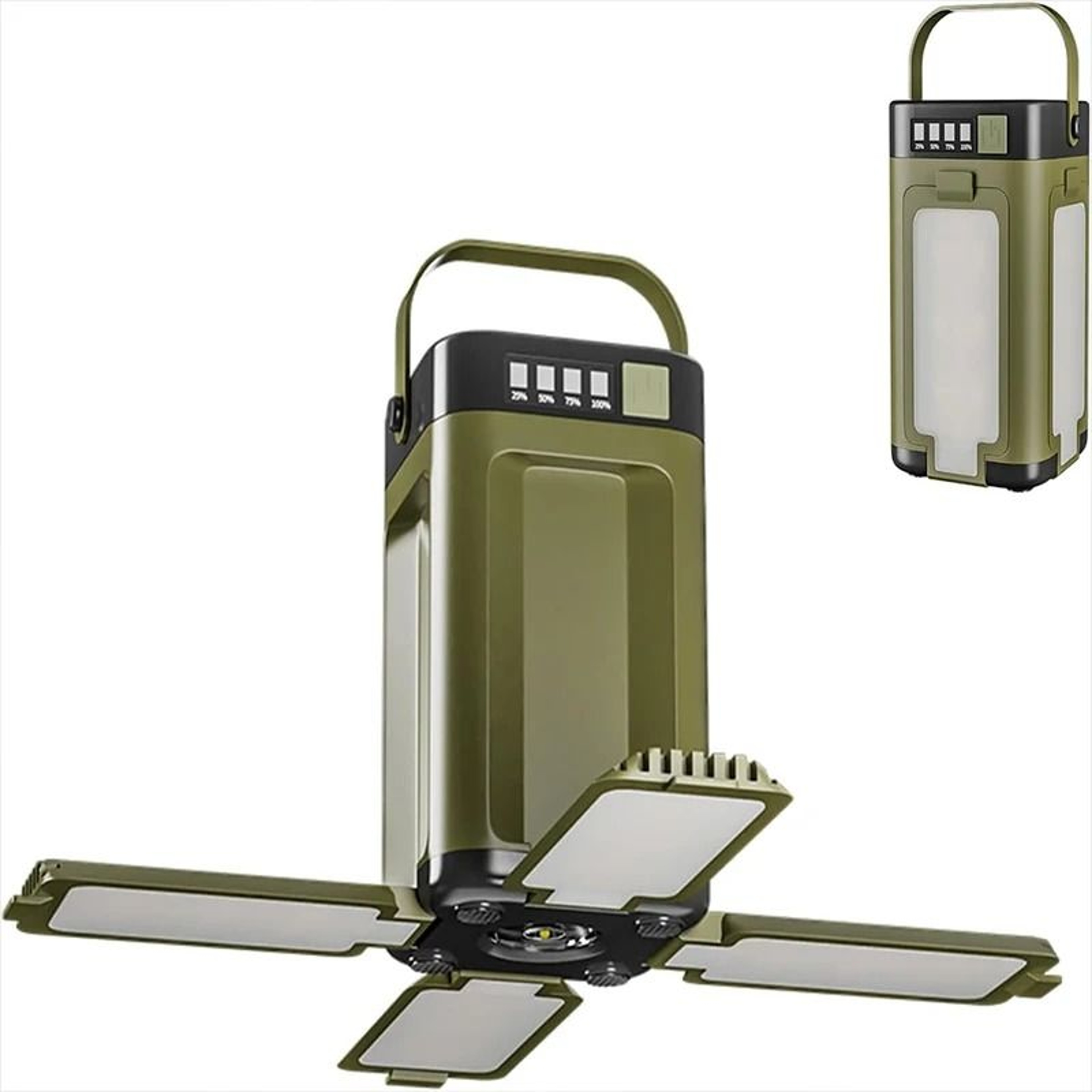 Solar Rechargeable Multifunctional 4Blade Folding Camping Lantern Light 6