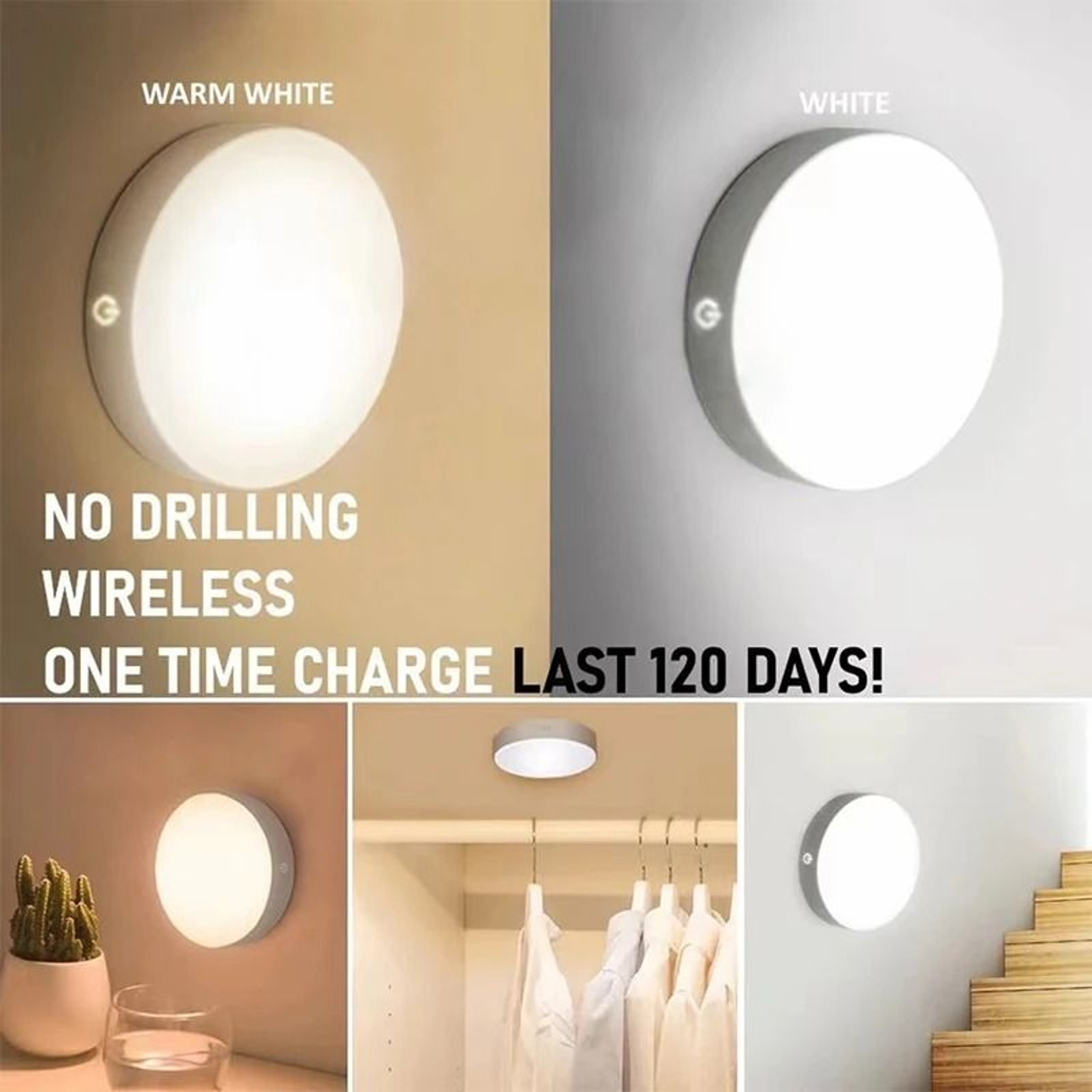 PIR Motion Sensor LED Closet Light Bar Wireless USB Rechargeable Under Cabinet Night Lamp 0