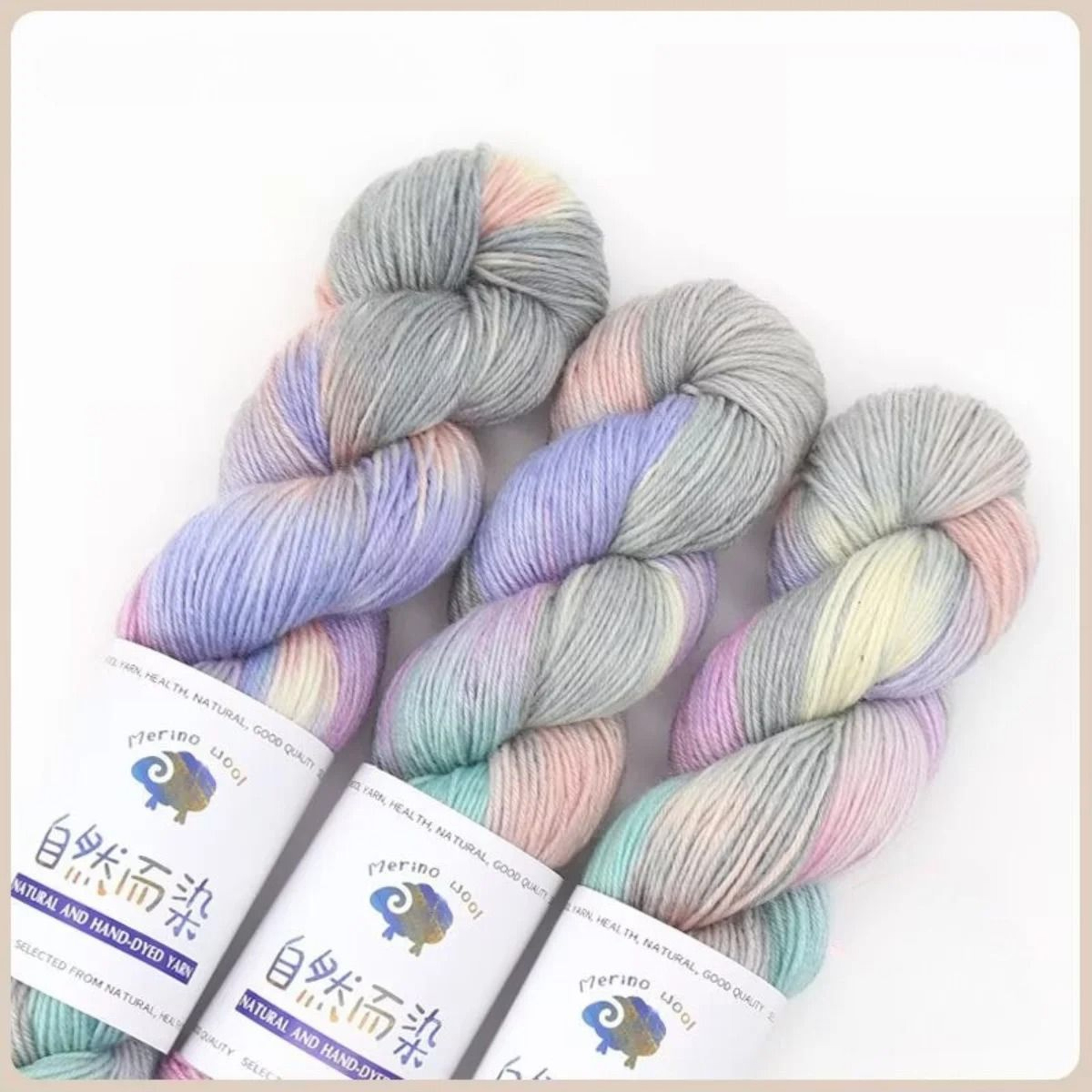 3Pcs Set Merino Wool Yarn Soft Rainbow HandDyed Thread For DIY Knitting Sweaters Scarves And Hats 9