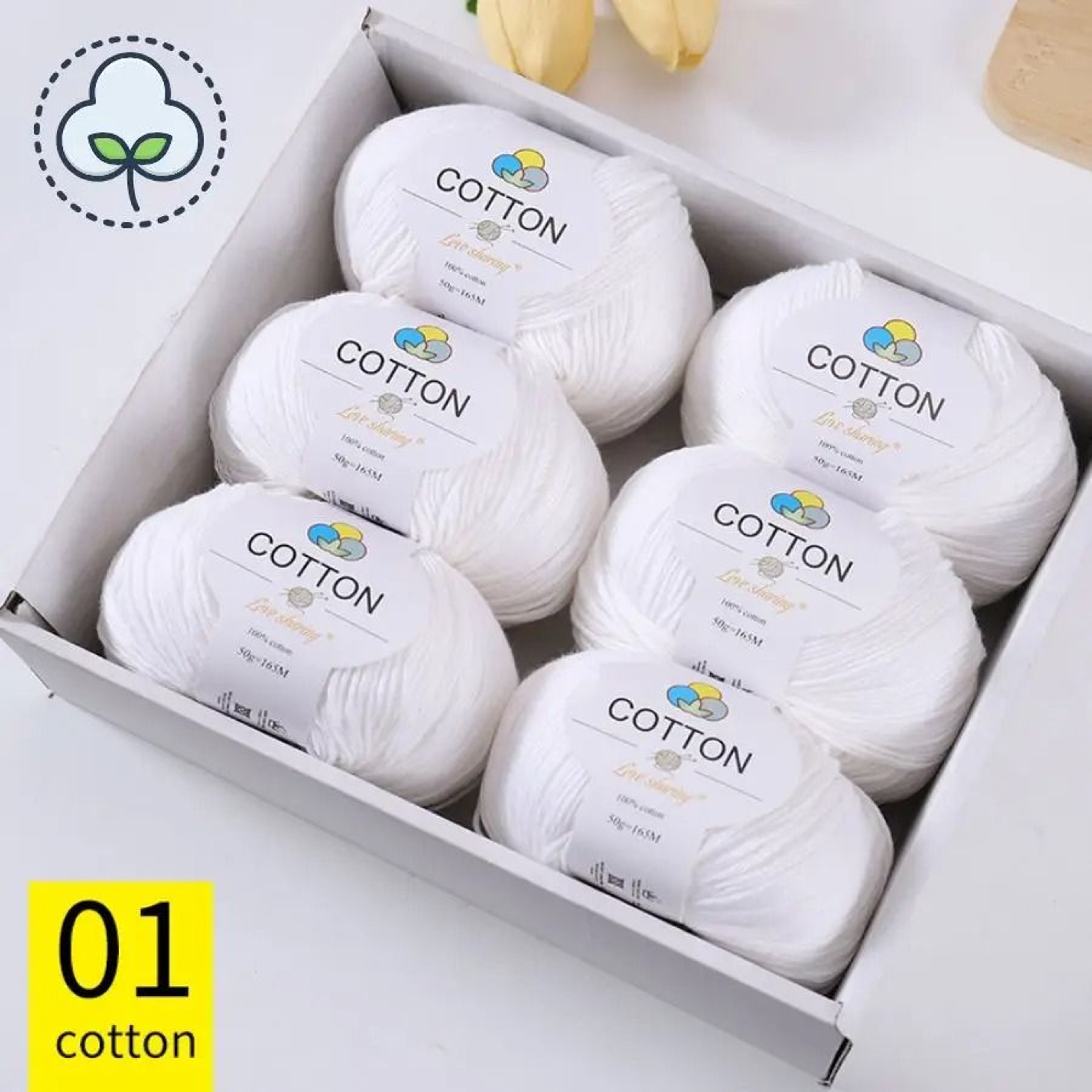 6 Balls Pack 300g 8Ply 100 Cotton Yarn Soft NonPilling Thread For Sweaters Scarves And Coats 11