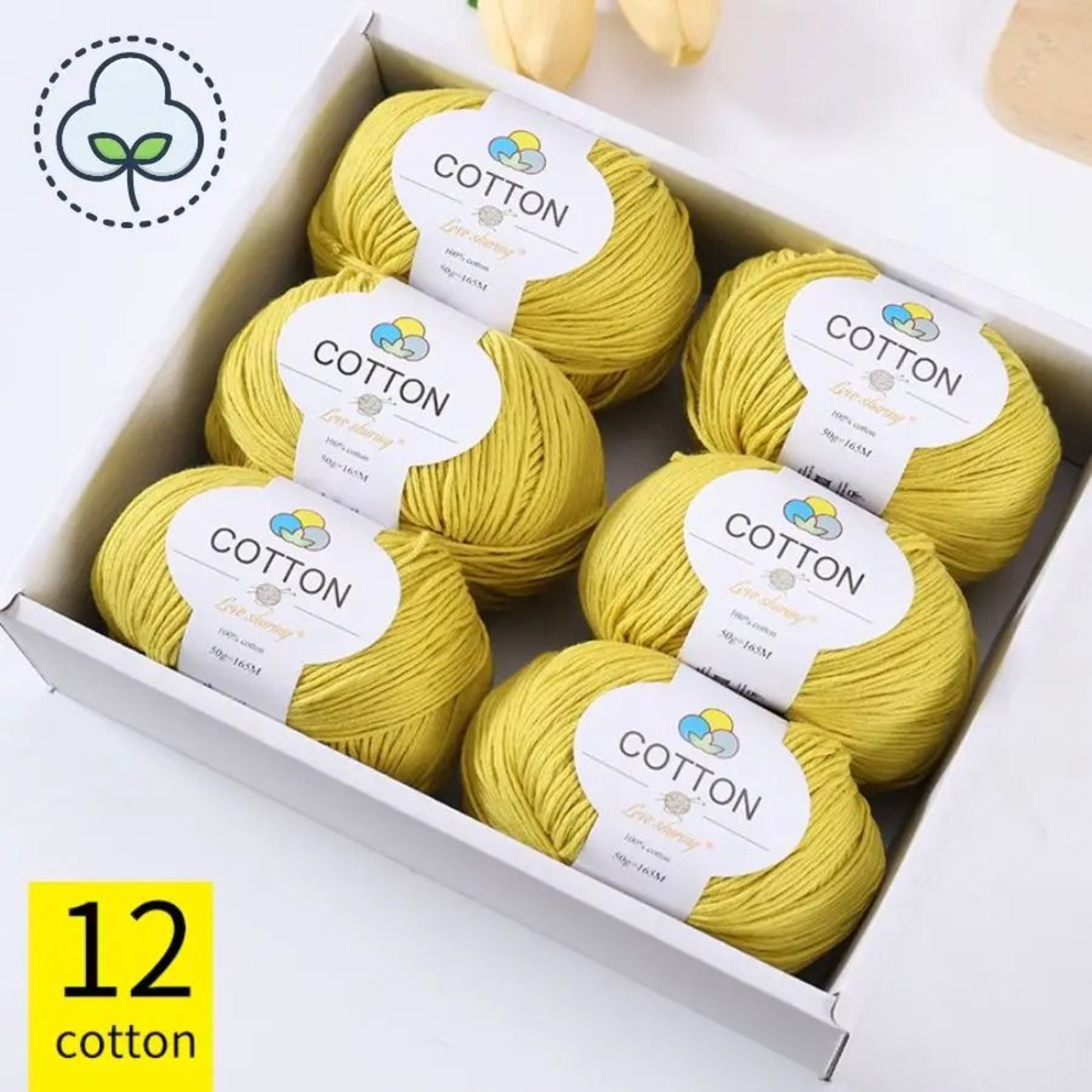6 Balls Pack 300g 8Ply 100 Cotton Yarn Soft NonPilling Thread For Sweaters Scarves And Coats 18