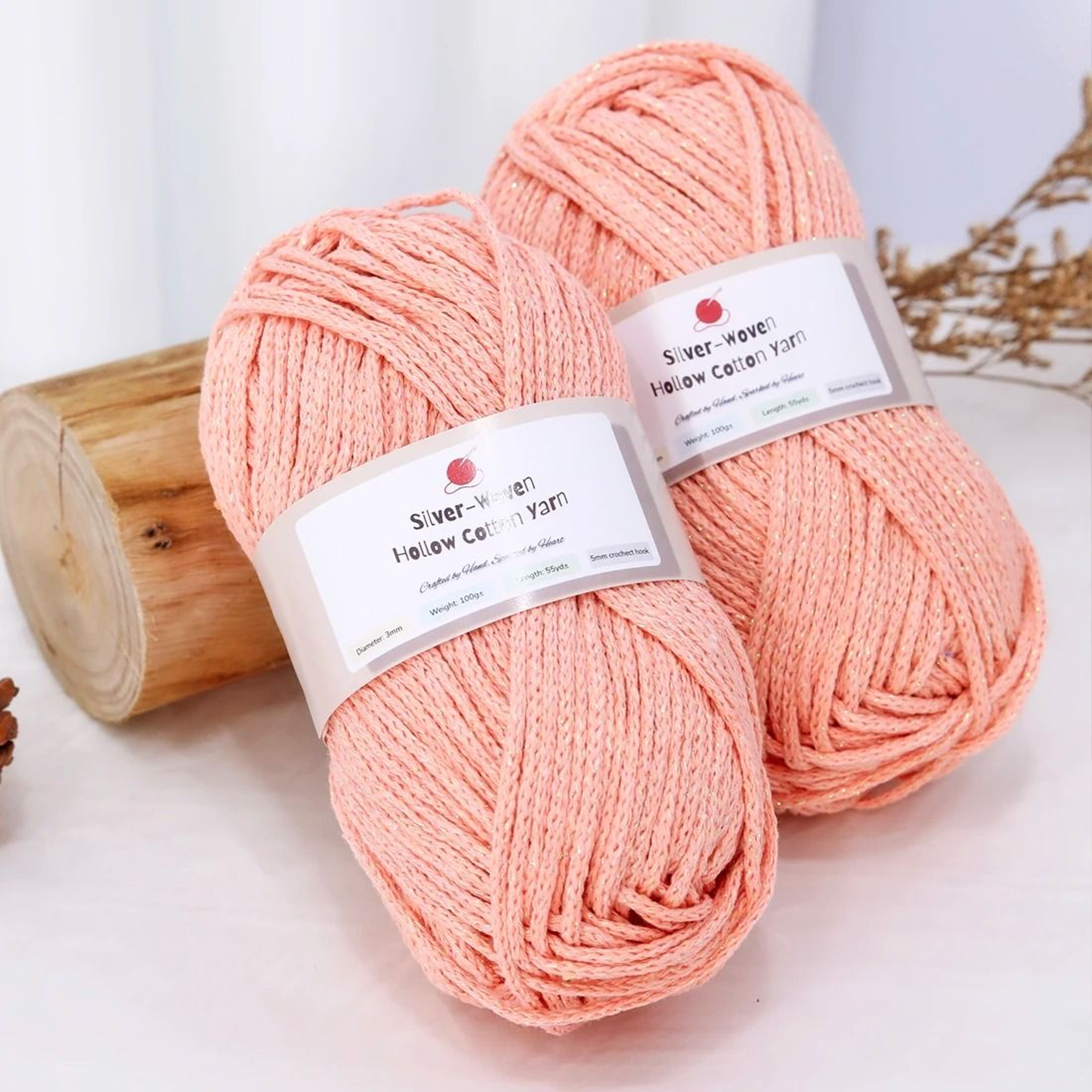 4Pack 400g Colorful Shiny Hollow Cotton Yarn 100g Roll For DIY Crochet Bags Hats Cushions And Place 2