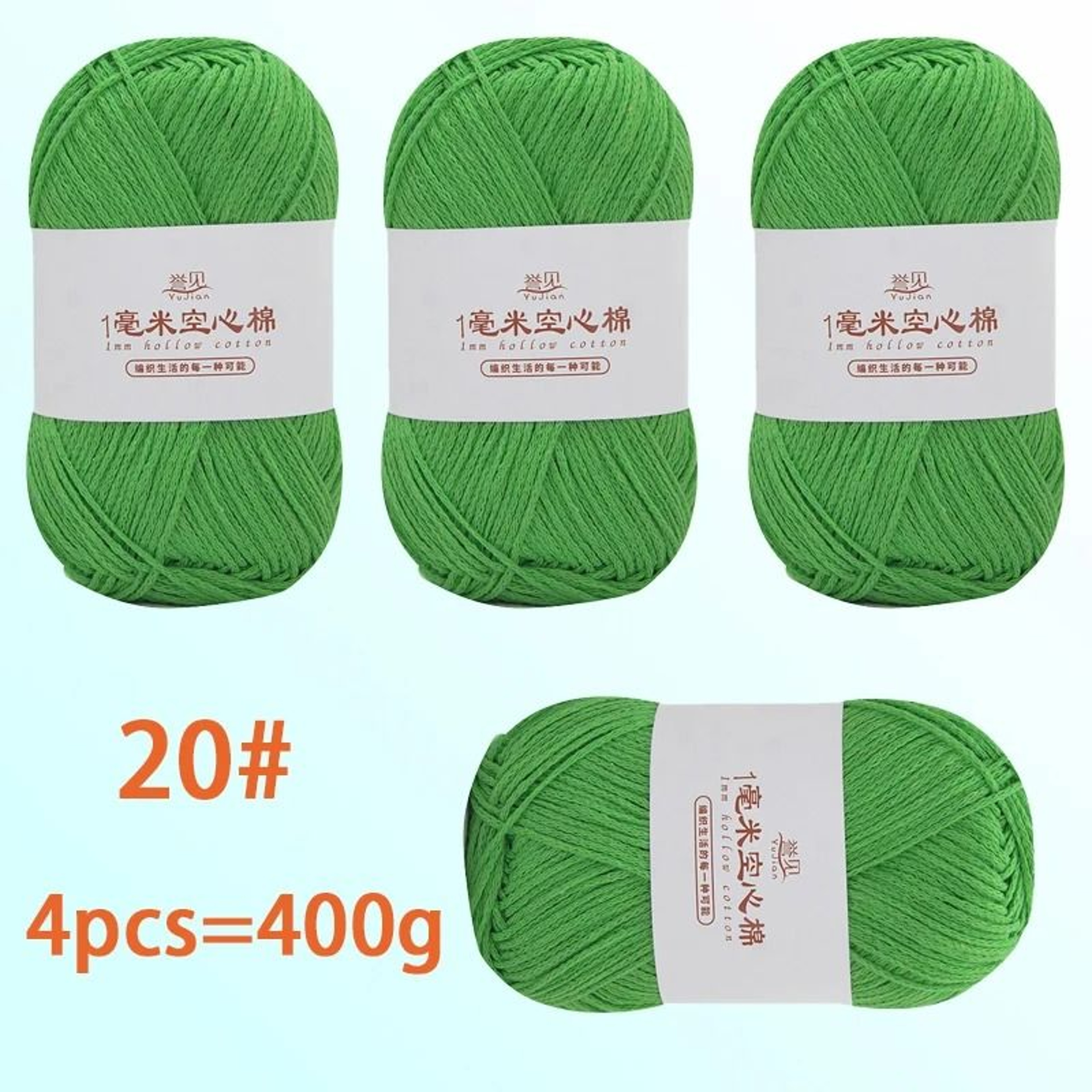4Pack 400g Solid Color Hollow Cotton Yarn 100g Roll For DIY Crochet Bags Hats Tableware Mats And Sl 26